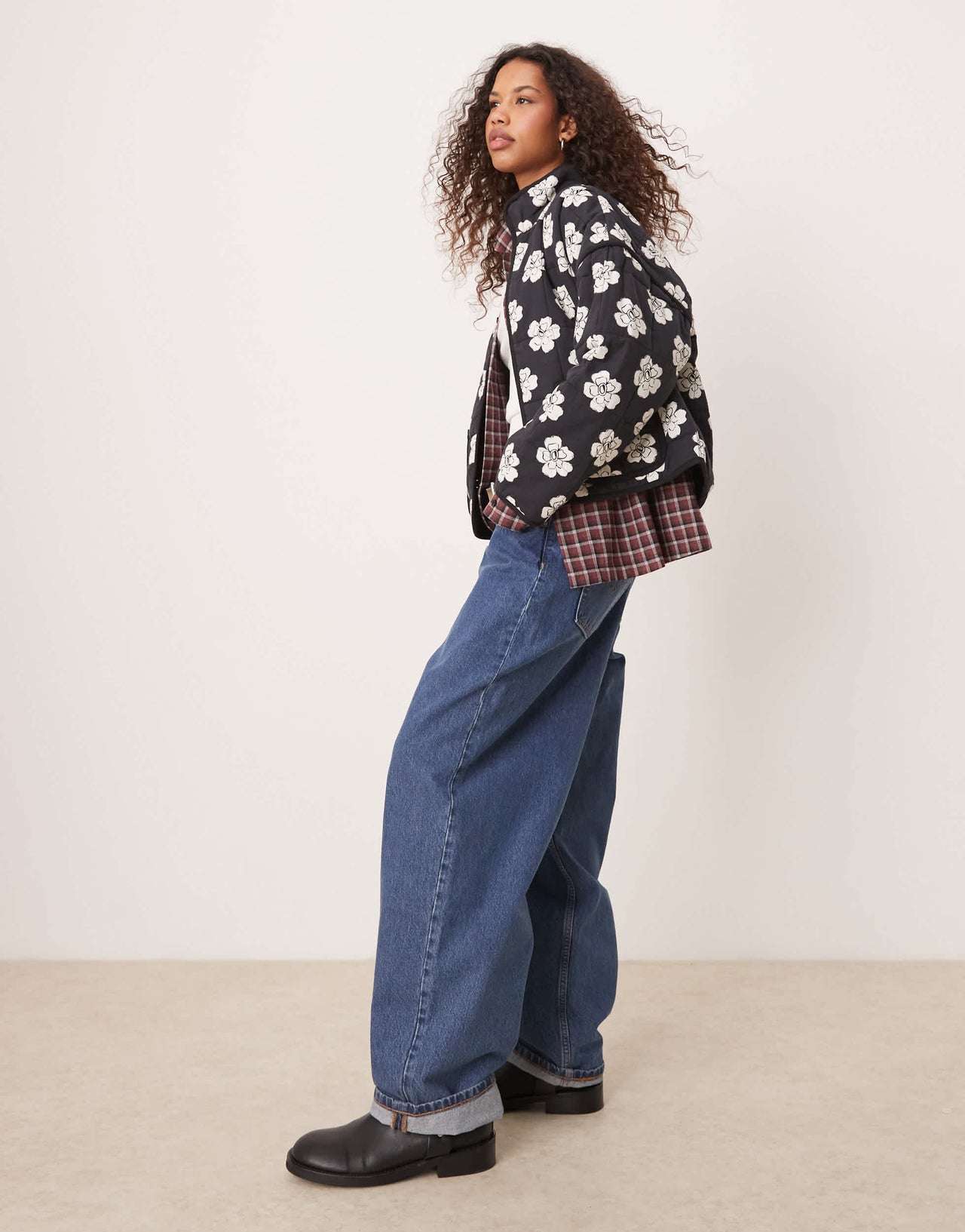 Free People chloe floral print padded jacket in night blooms