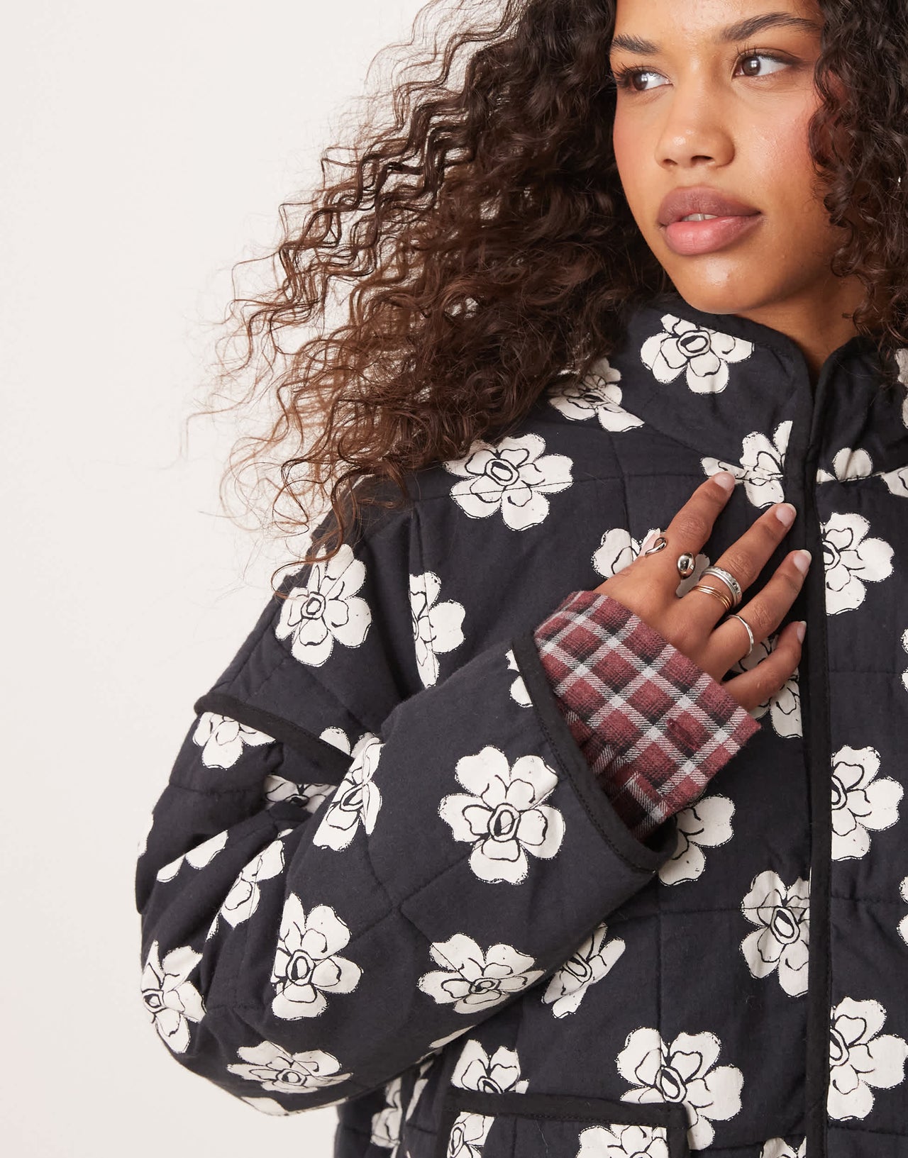 Free People chloe floral print padded jacket in night blooms