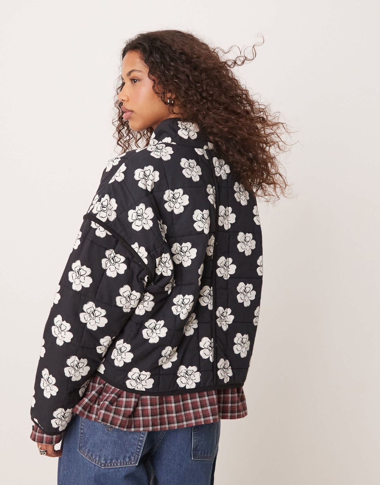 Free People chloe floral print padded jacket in night blooms