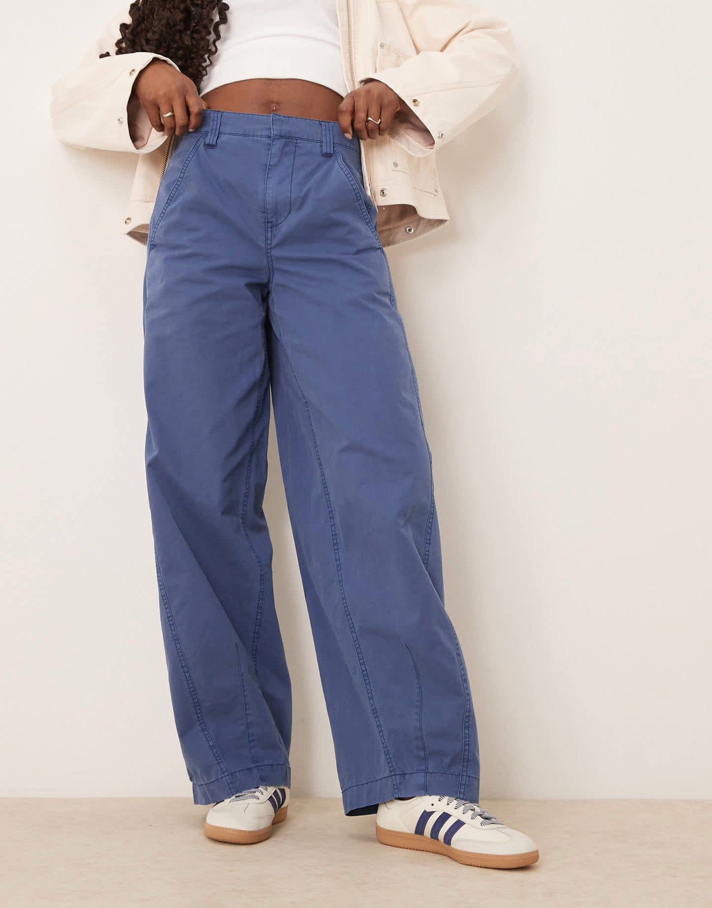 Free People rylee relaxed chino trousers in denim blue