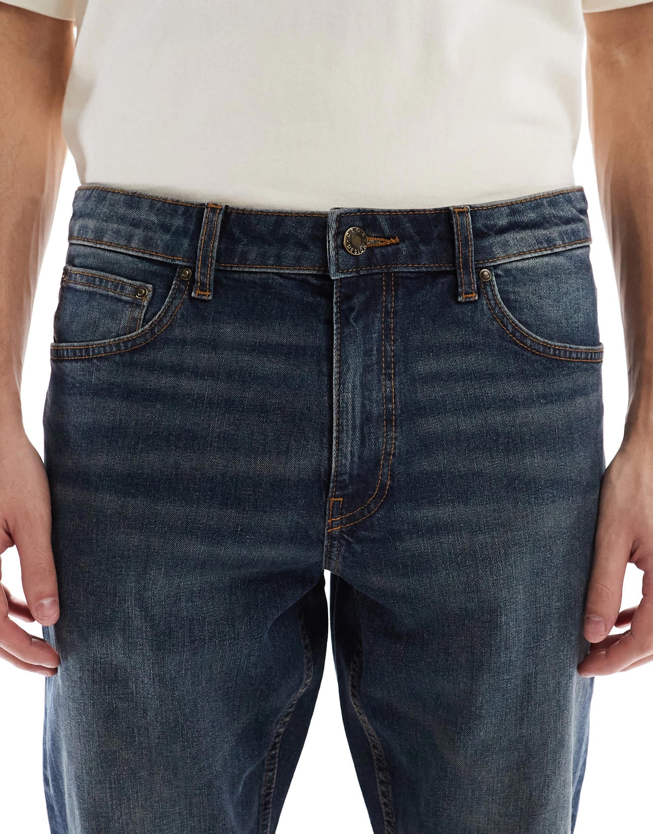 ASOS DESIGN stretch tapered with tint in dark wash blue