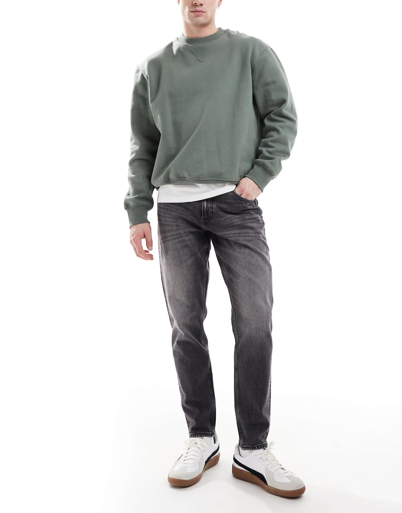 ASOS DESIGN stretch tapered jeans in vintage black wash