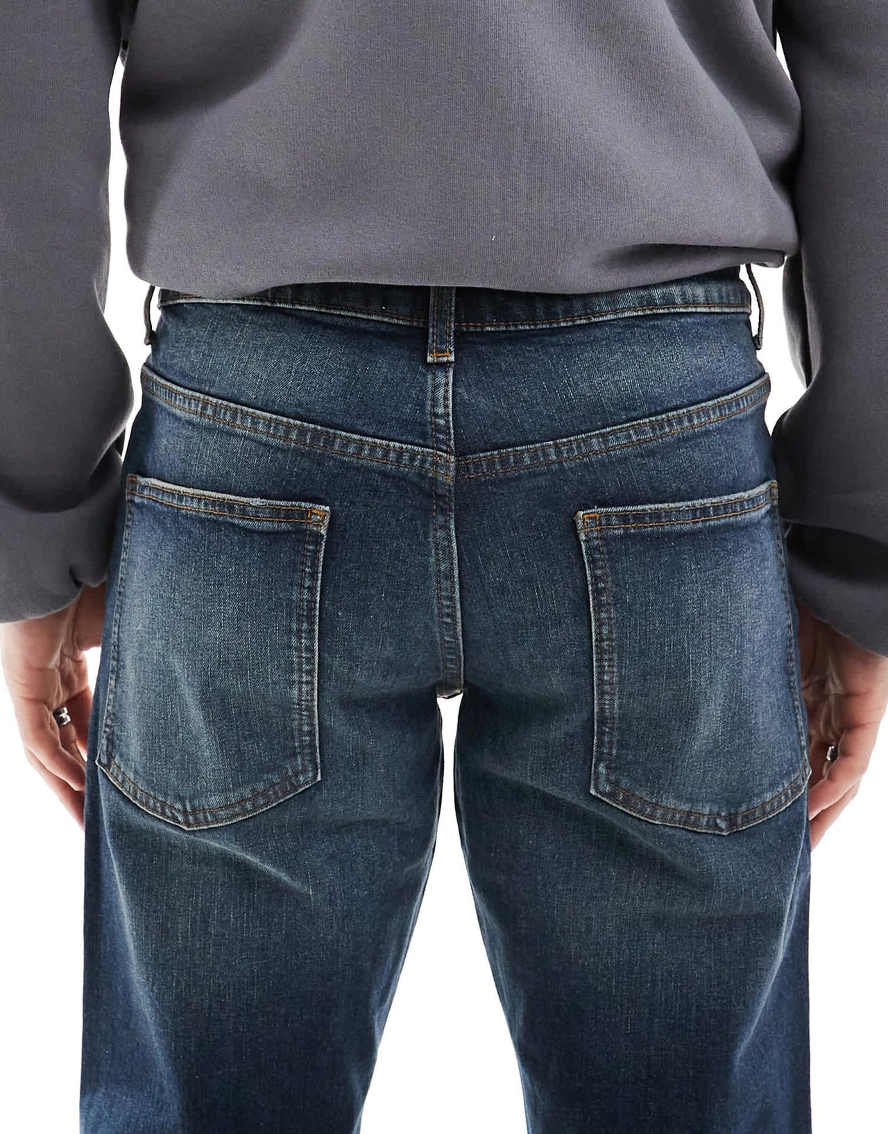 ASOS DESIGN stretch tapered in mid wash blue