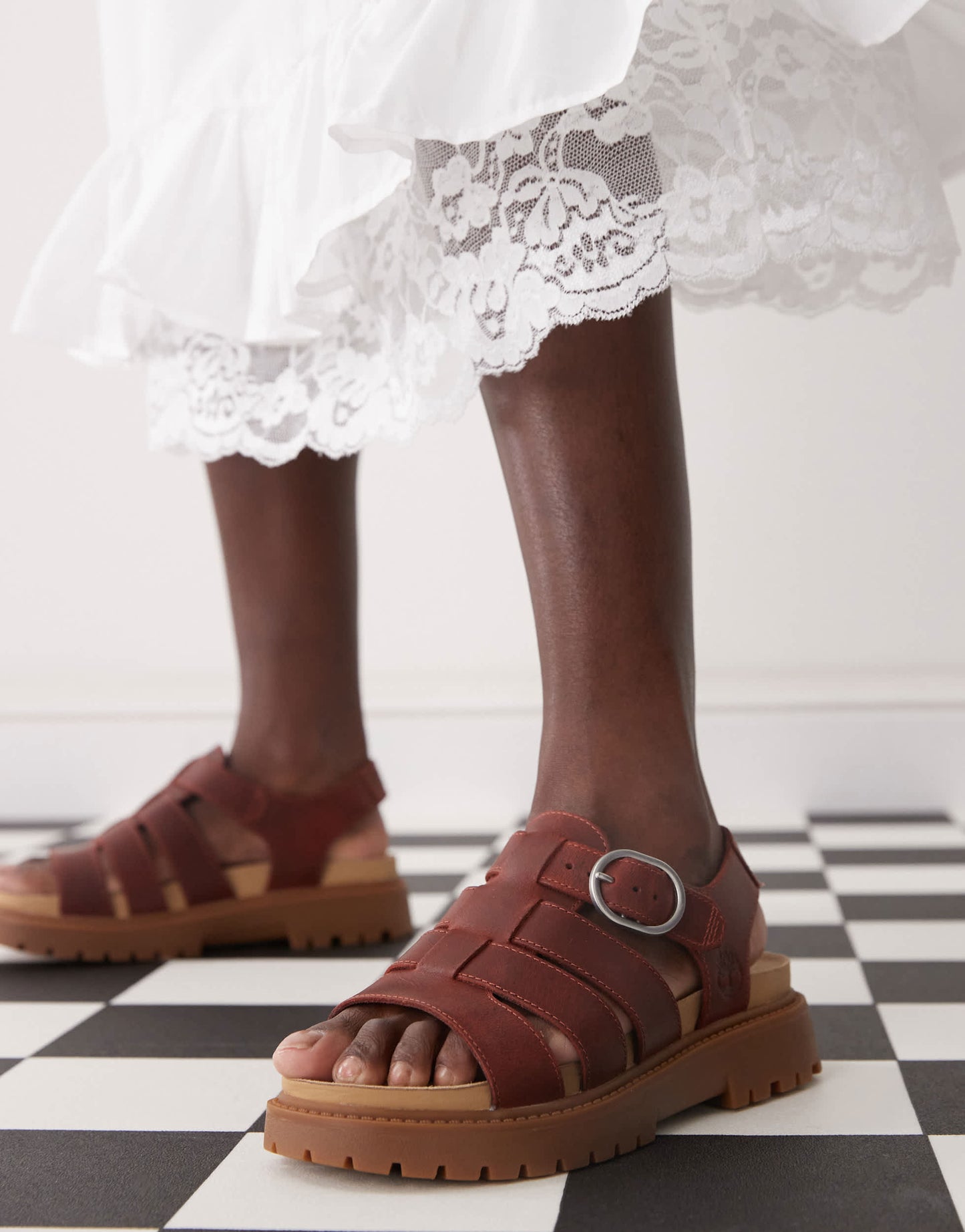 Timberland Clairemont Way Fisherman sandals in burgundy leather