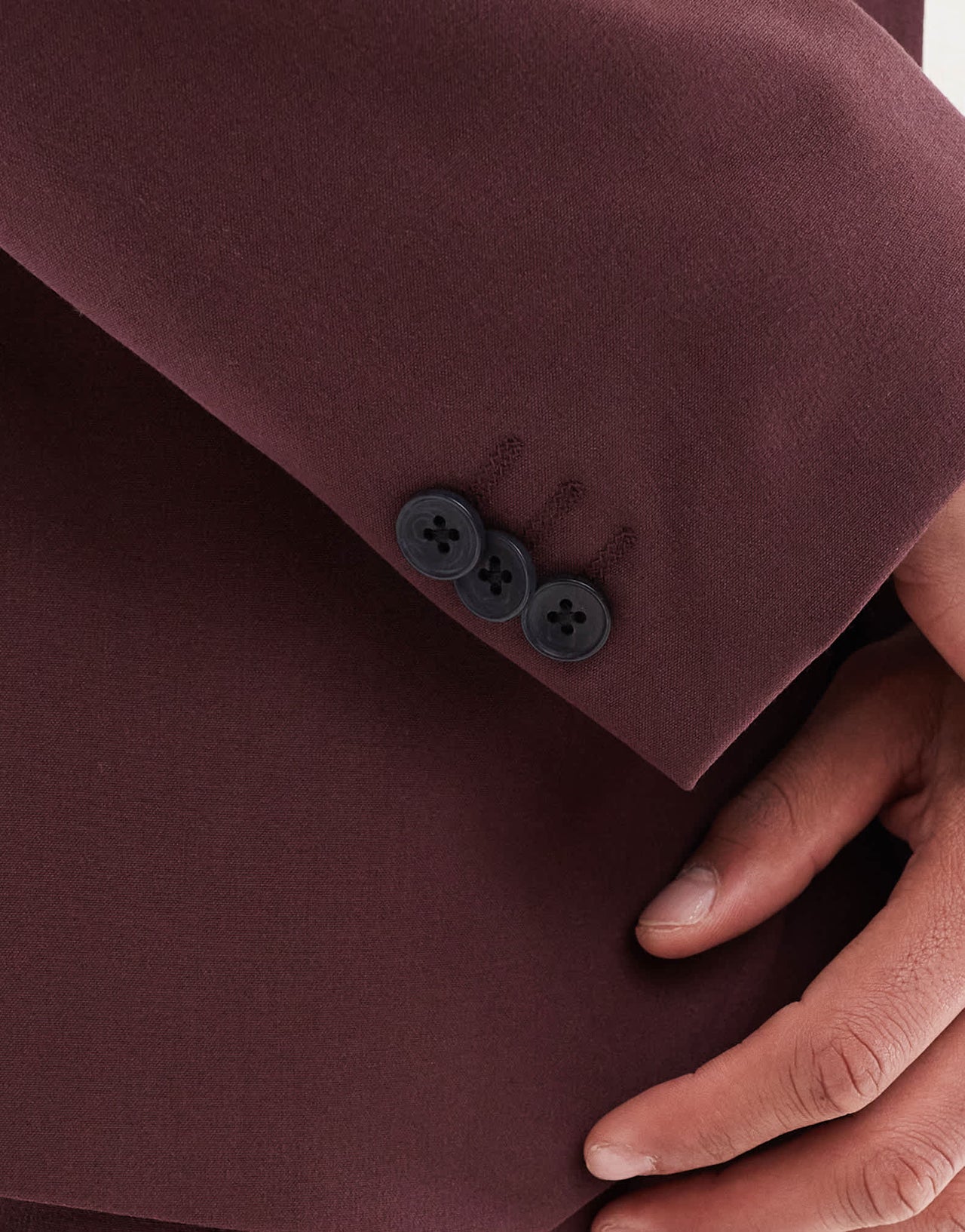 ASOS DESIGN four way stretch skinny suit jacket in burgundy