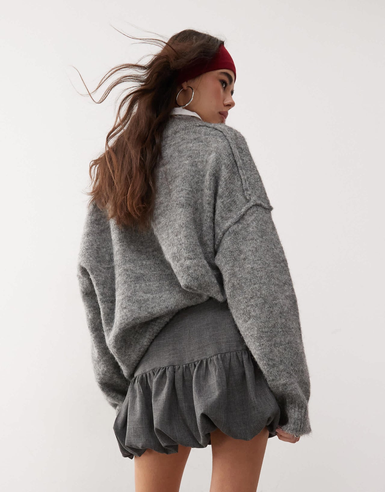 COLLUSION tailored bubble mini skirt in black