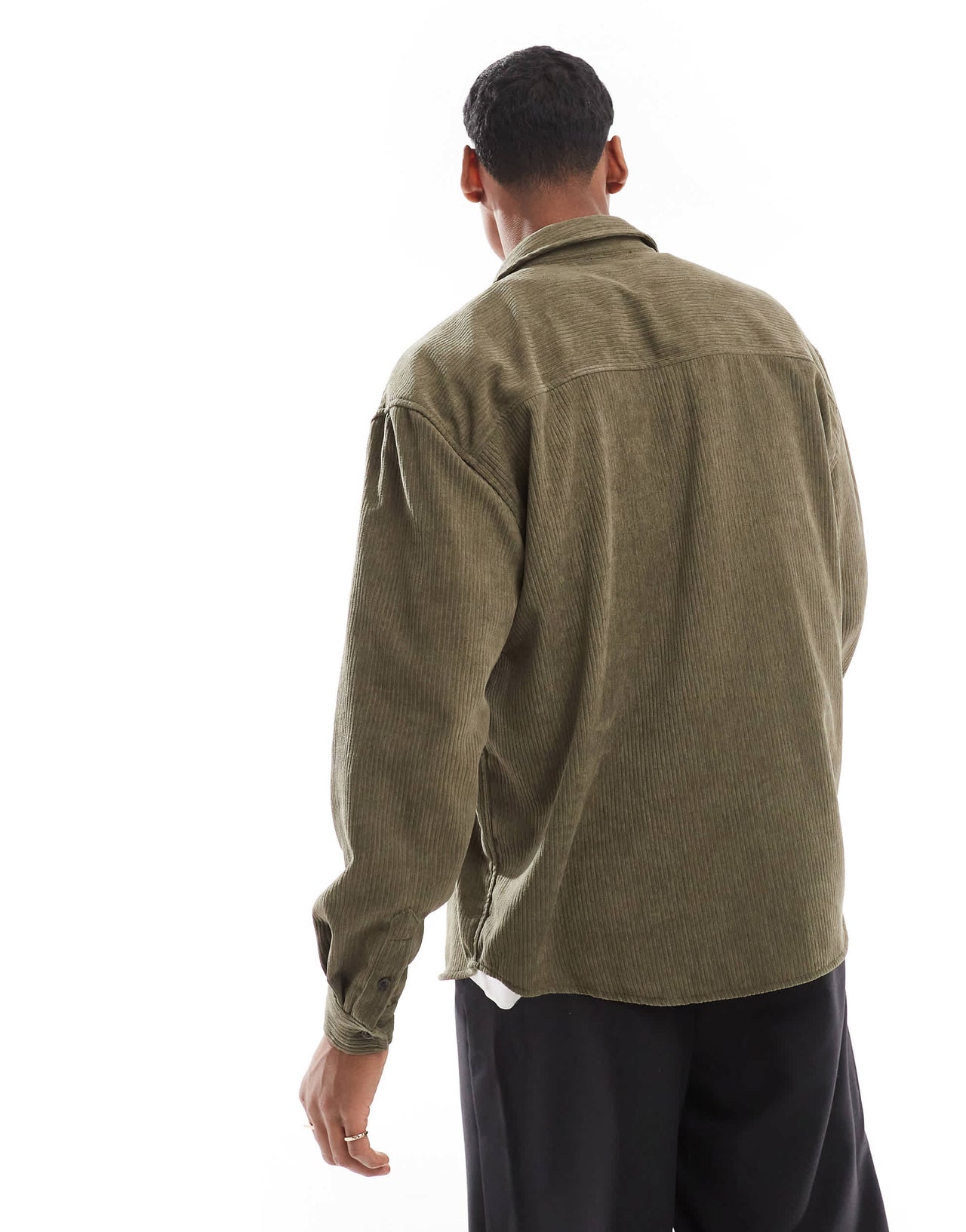 ASOS DESIGN cord overshirt in green
