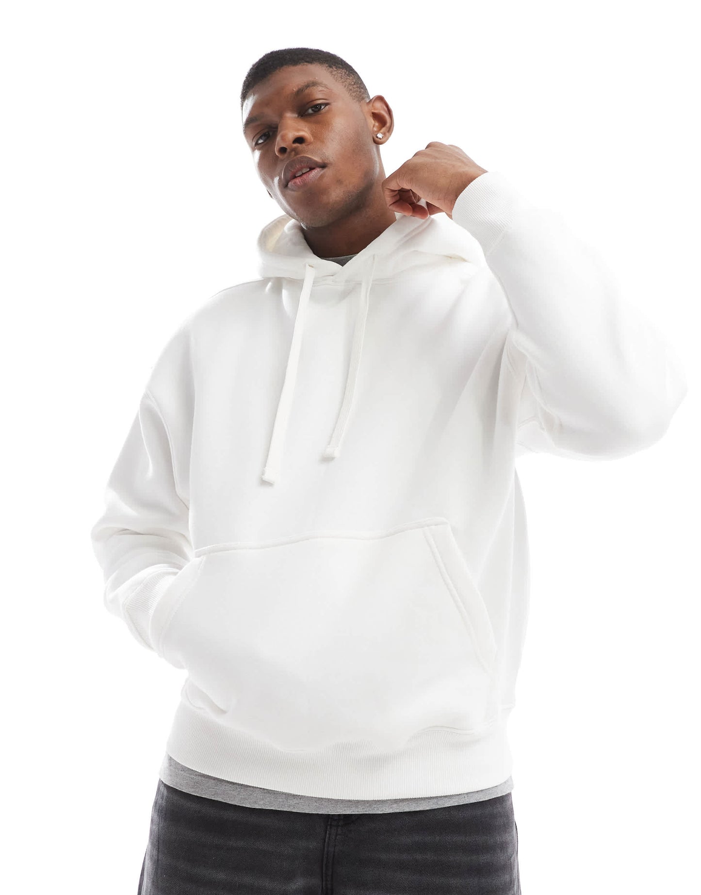 Pull&Bear basic hoodie in white