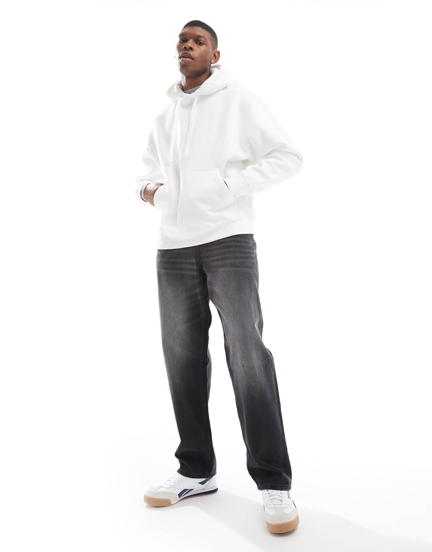 Pull&Bear basic hoodie in white