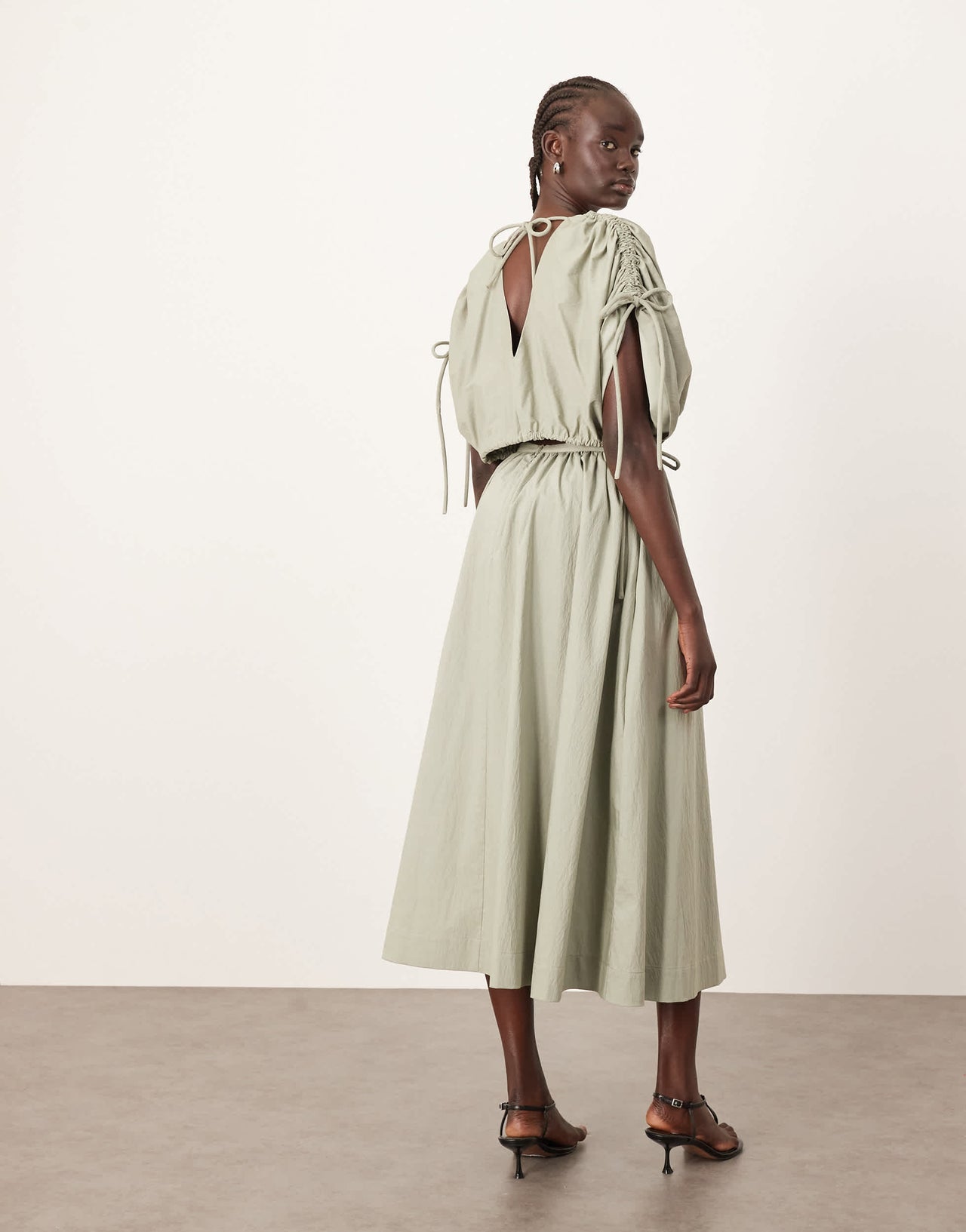 ARRANGE full skirt co-ord with drop waist detail in sage