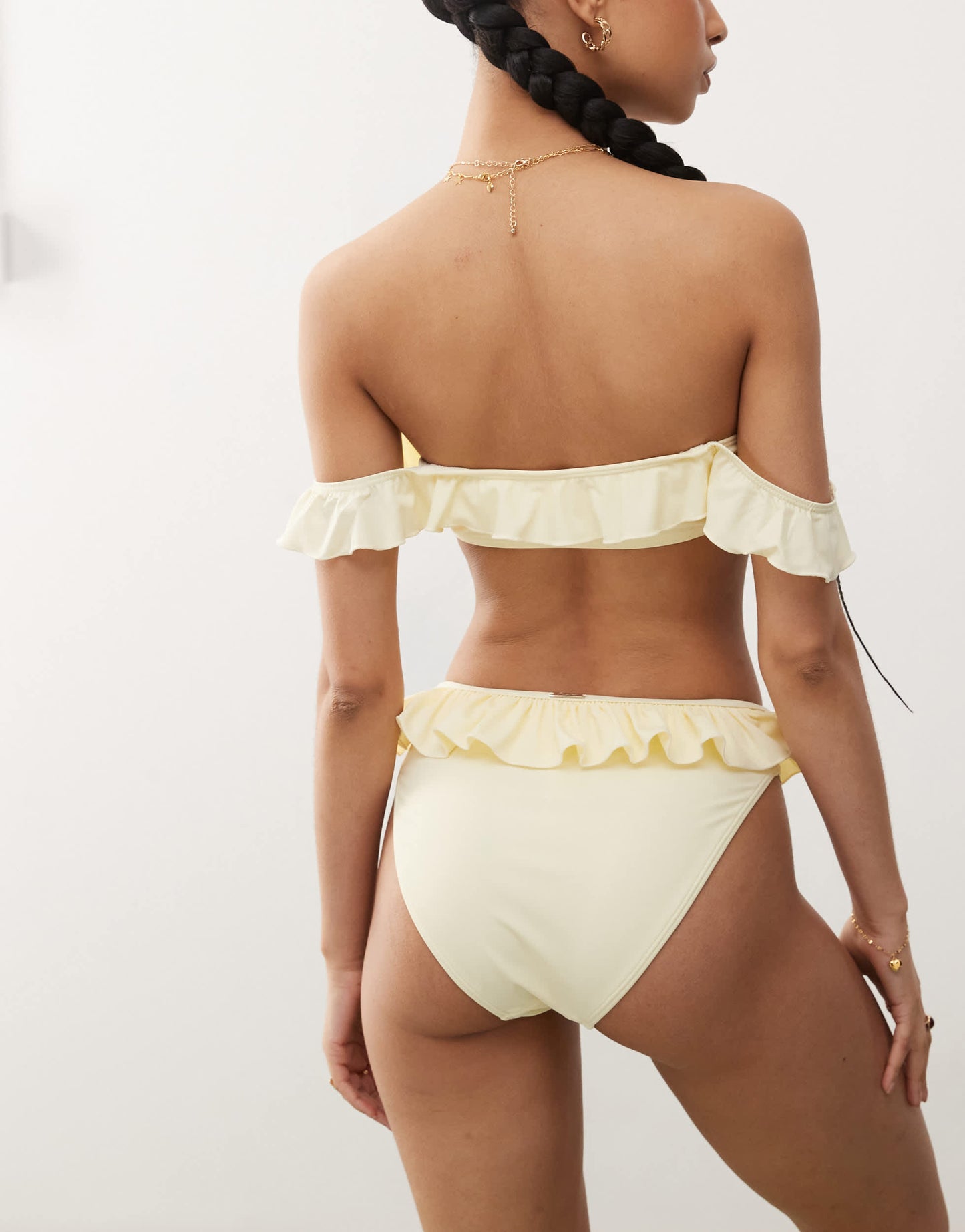 Reclaimed Vintage bikini bottom with frill in butter yellow