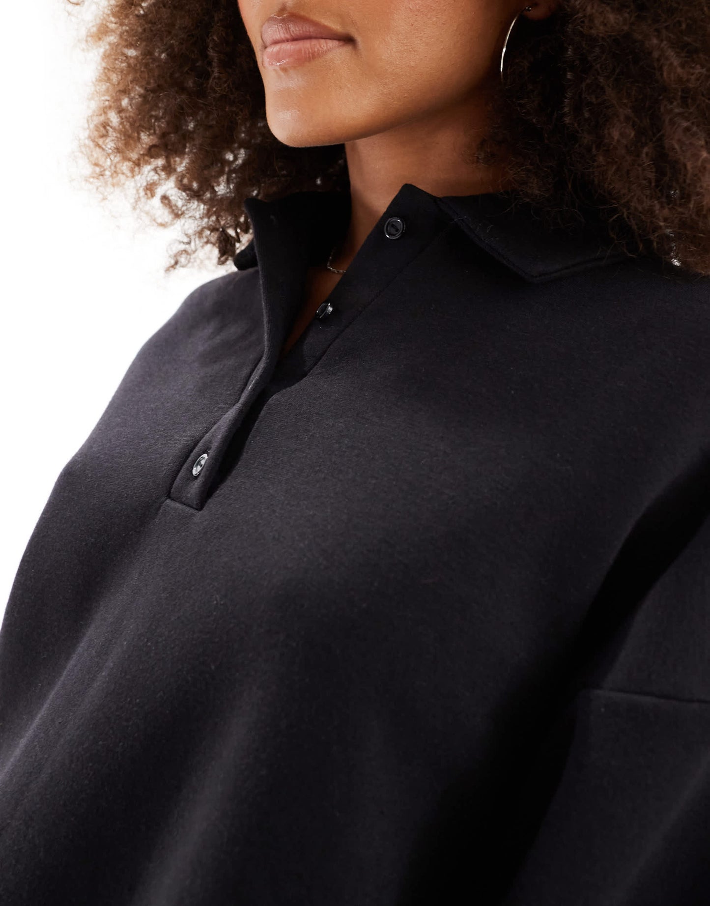 ASOS DESIGN long sleeeve rugby collar mini dress in black