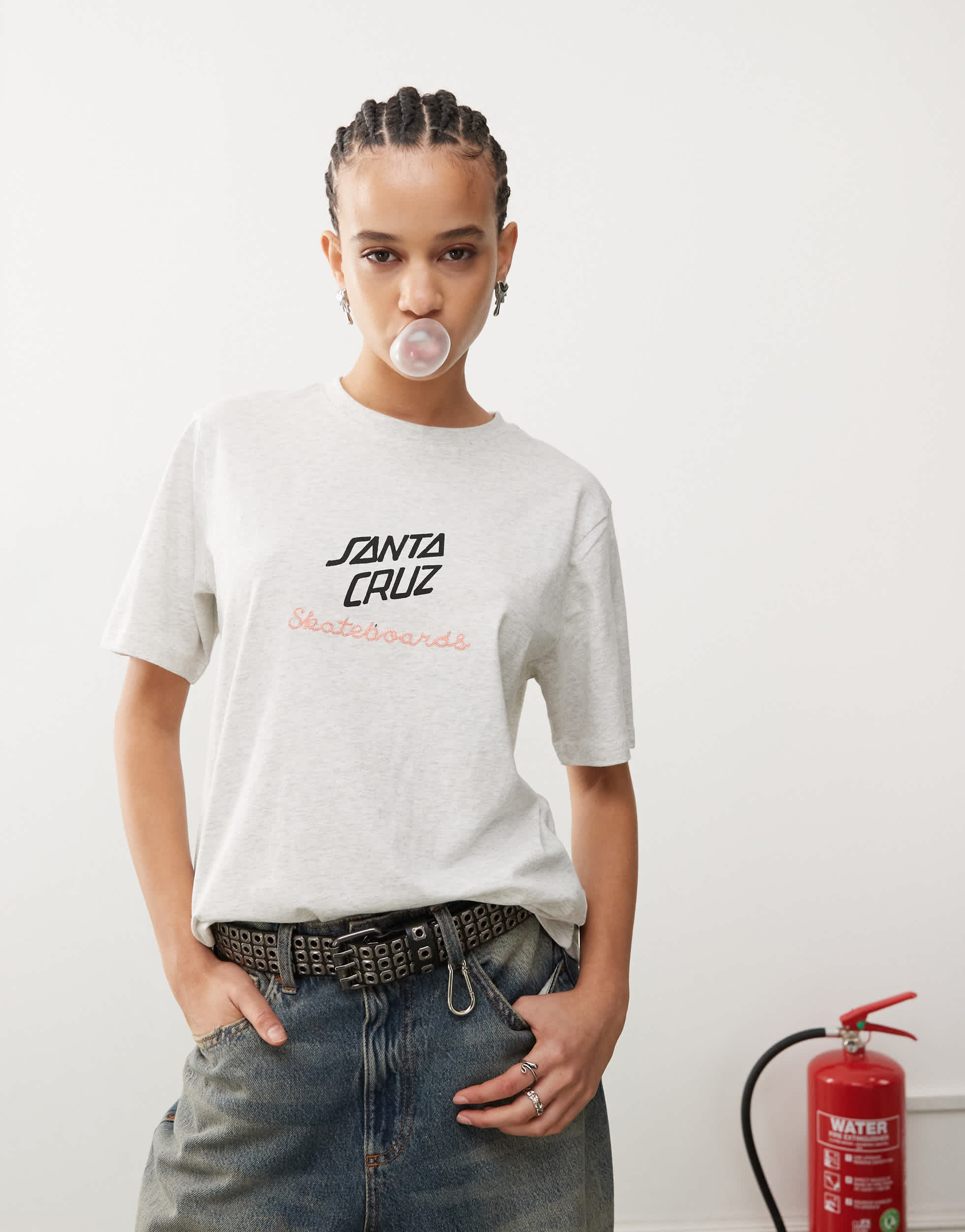 Santa Cruz oversized logo t-shirt in grey