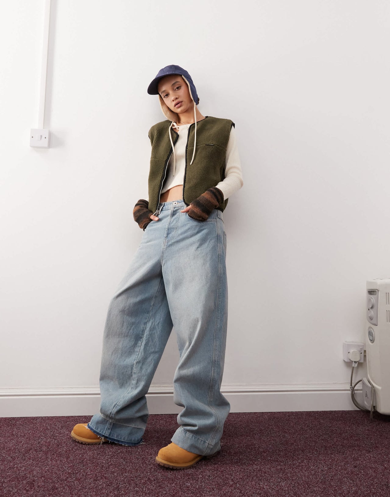 Santa Cruz reversible borg vest in khaki