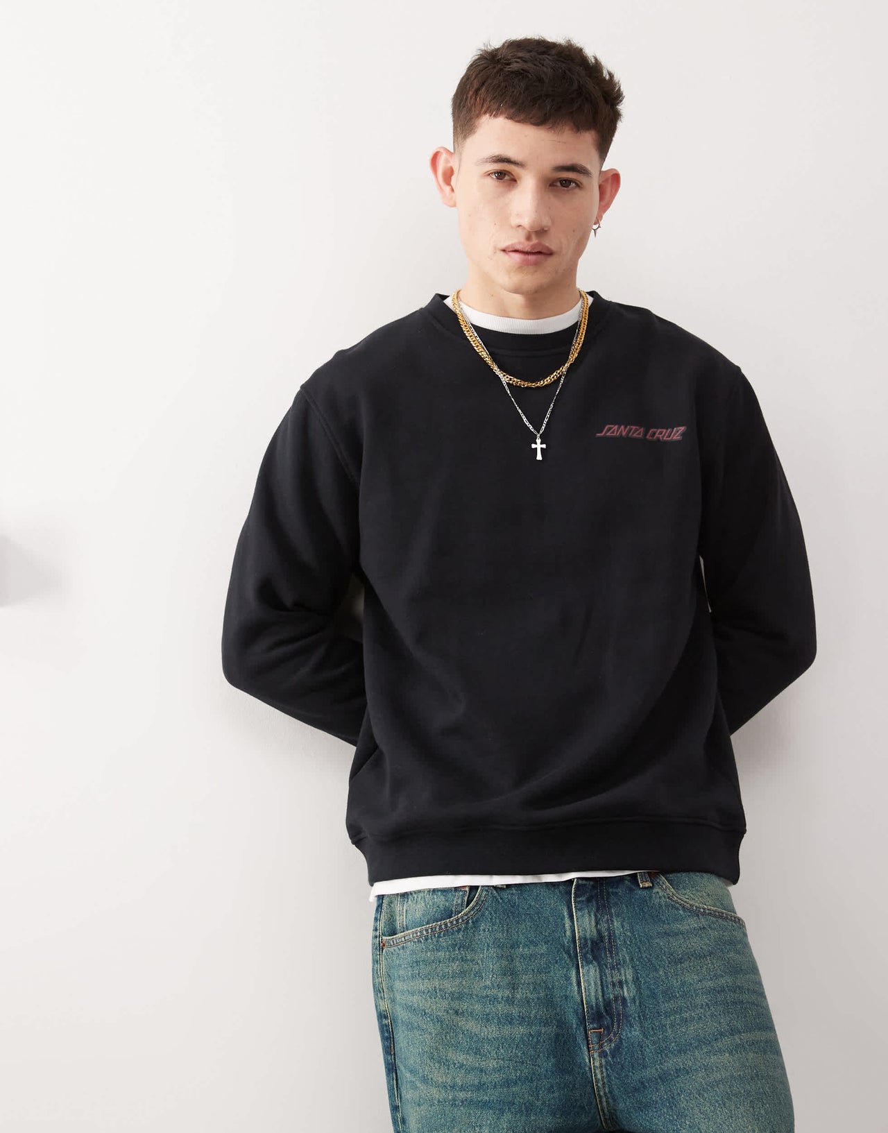 Santa Cruz crewneck sweat with logo back print in black