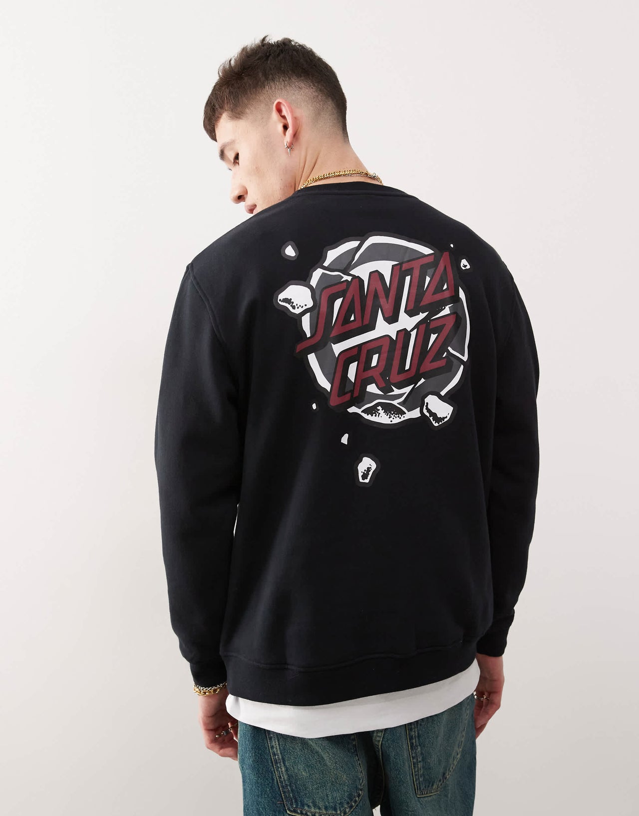 Santa Cruz crewneck sweat with logo back print in black