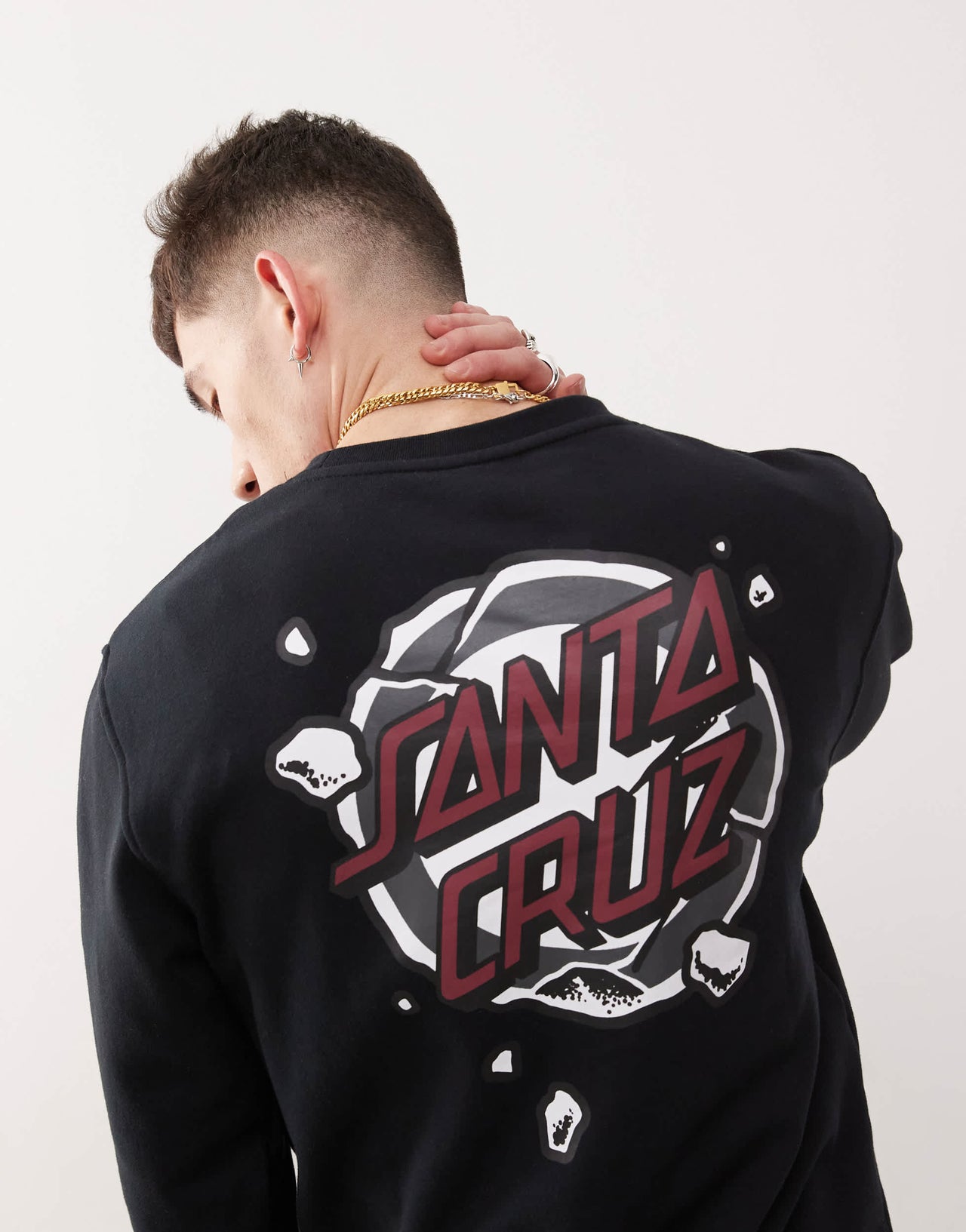 Santa Cruz crewneck sweat with logo back print in black