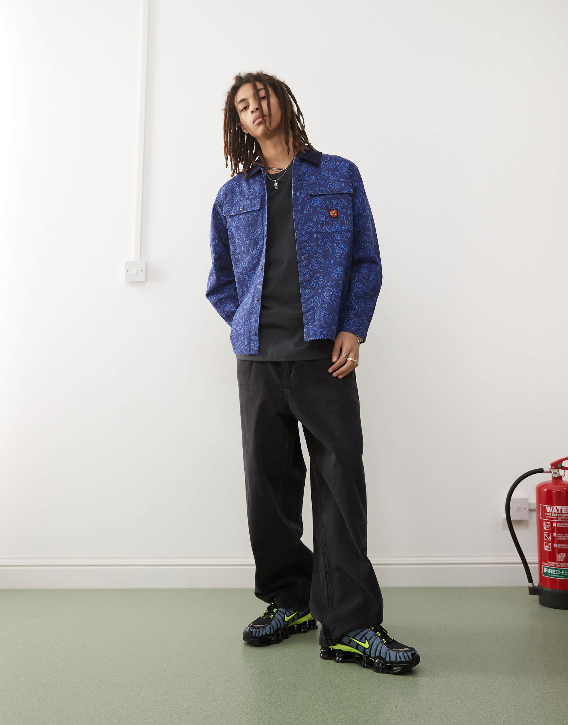 Santa Cruz overshirt in blue tonal print