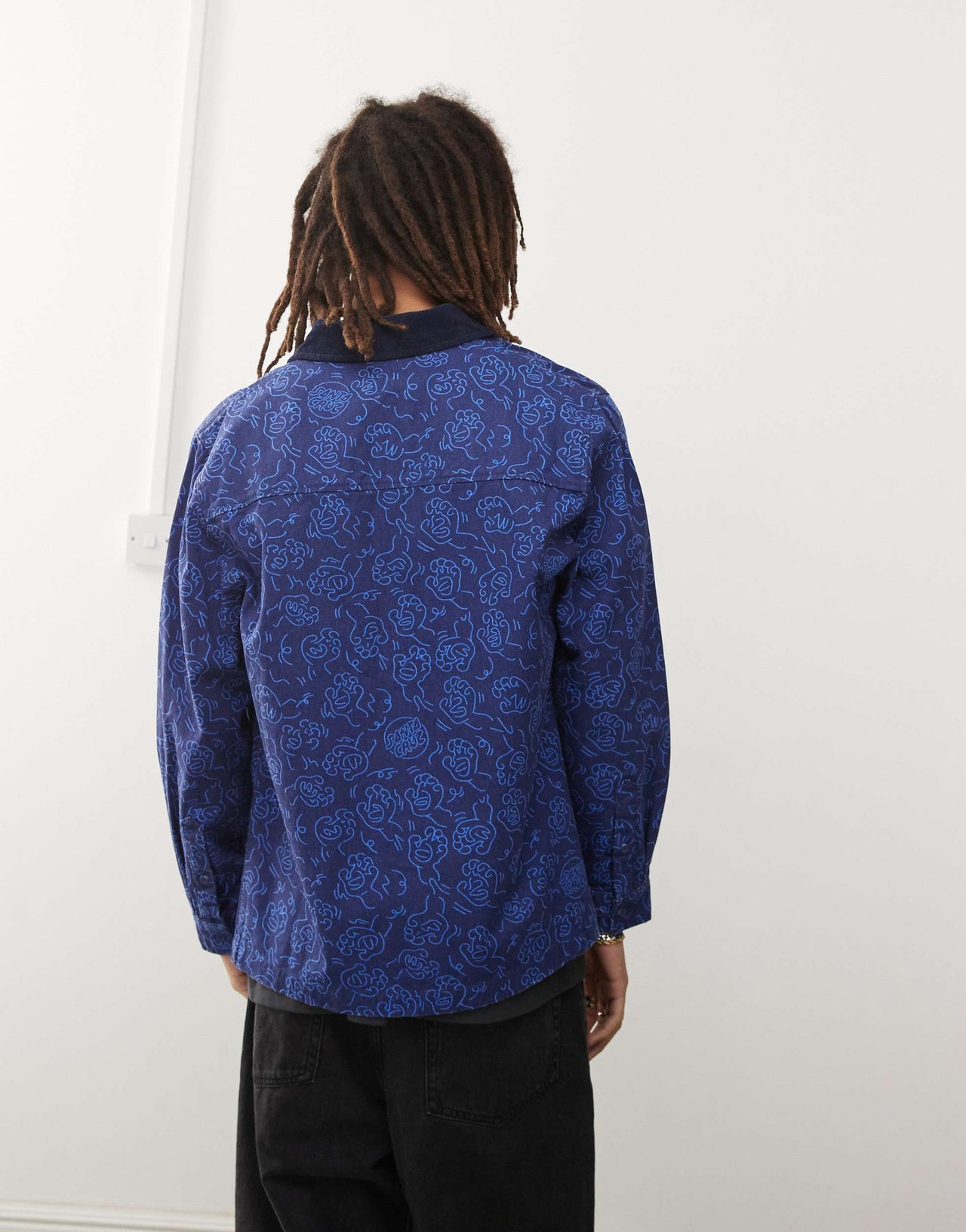 Santa Cruz overshirt in blue tonal print