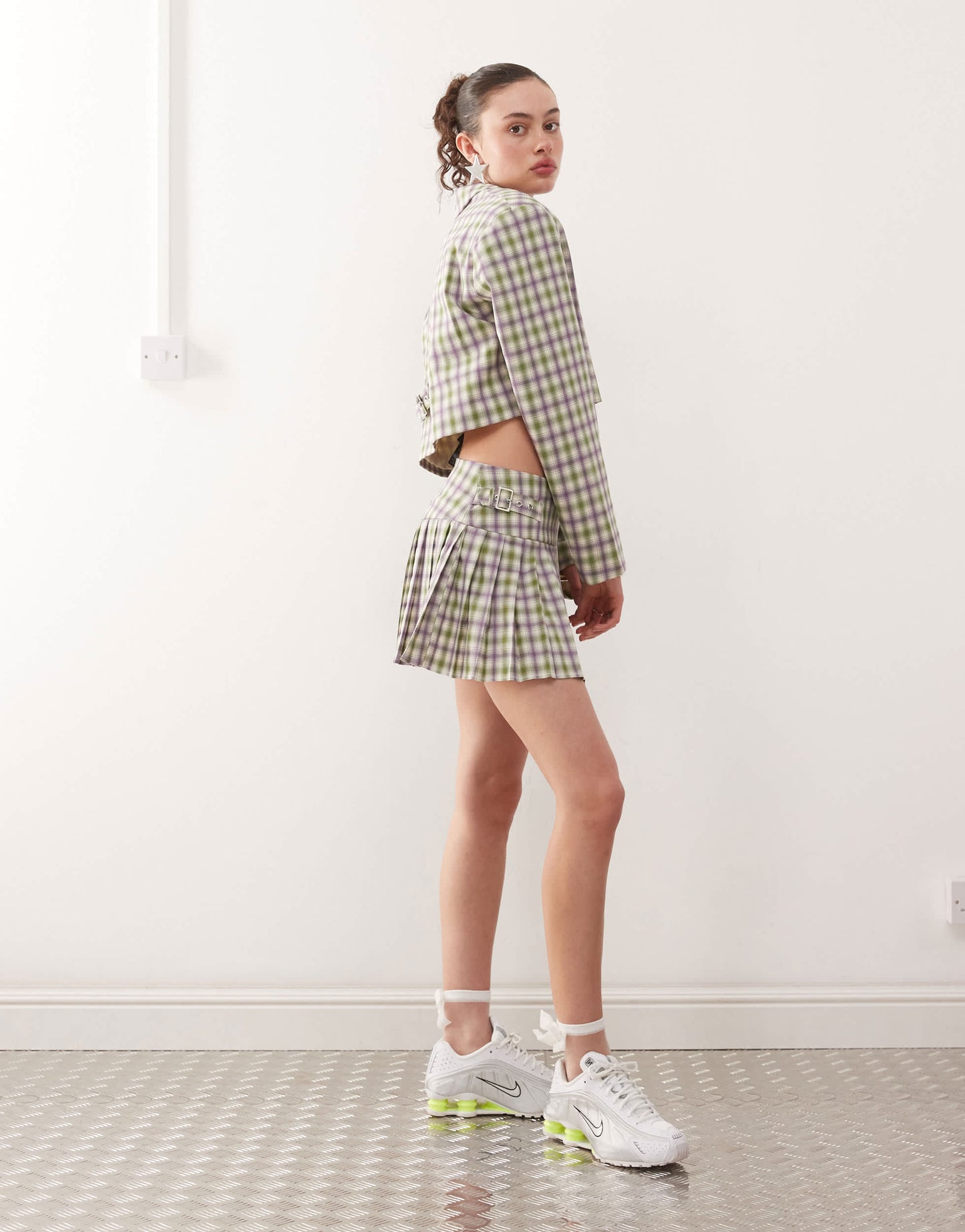 COLLUSION tailored 90s pleated mini skirt co-ord in check
