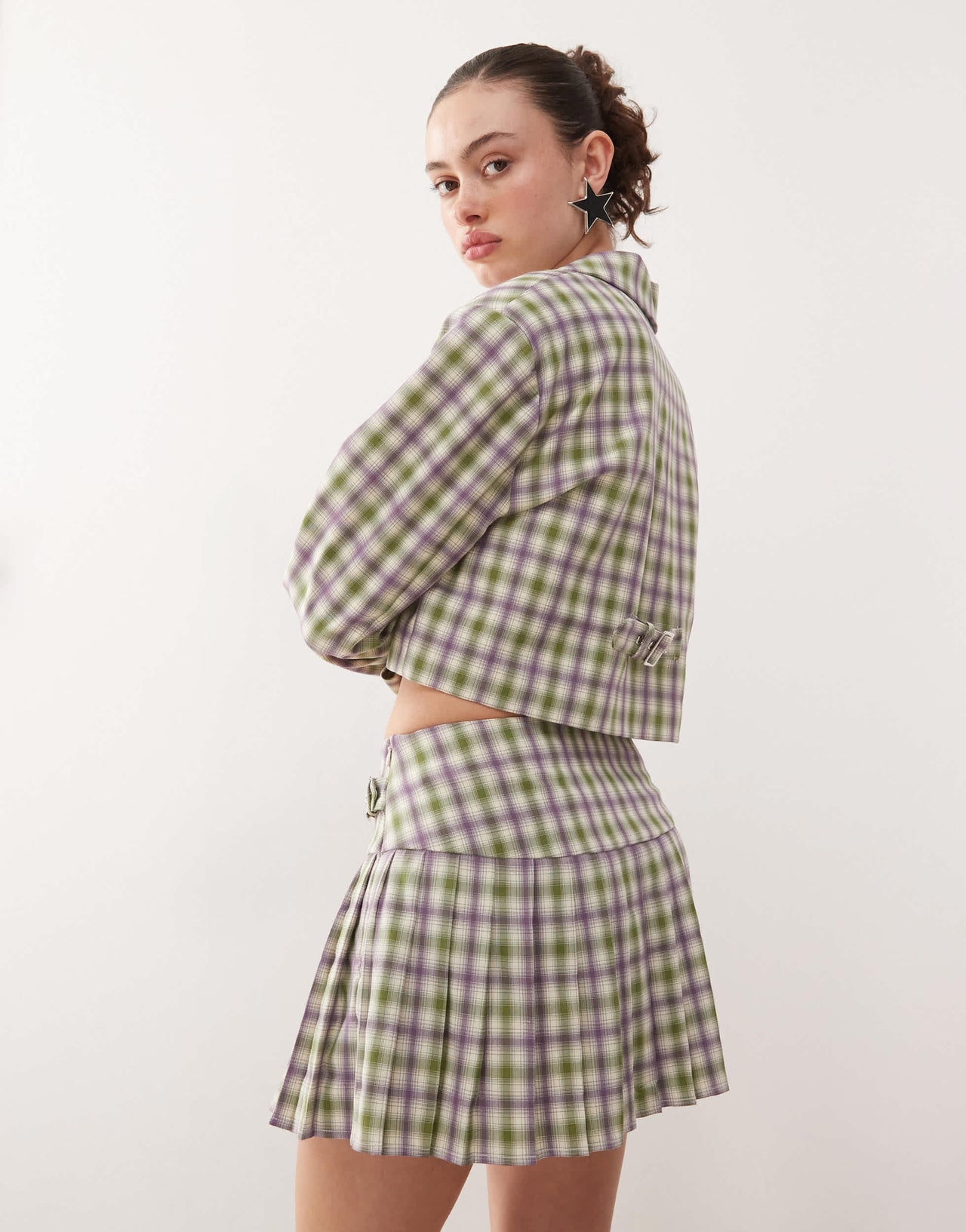 COLLUSION tailored 90s pleated mini skirt co-ord in check