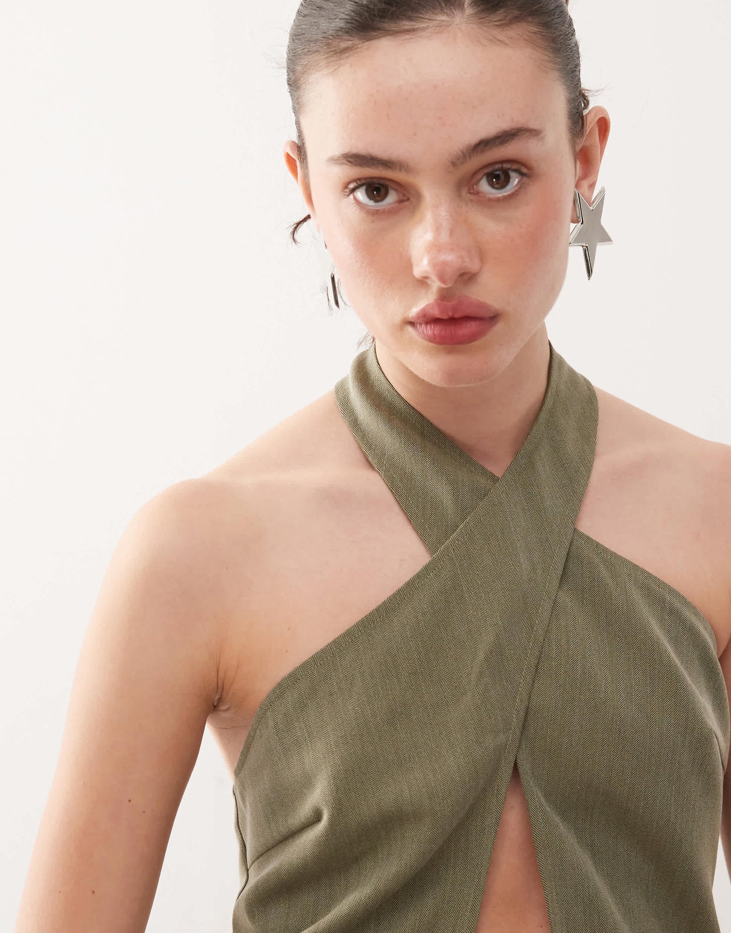COLLUSION tailored halter top co-ord in grey