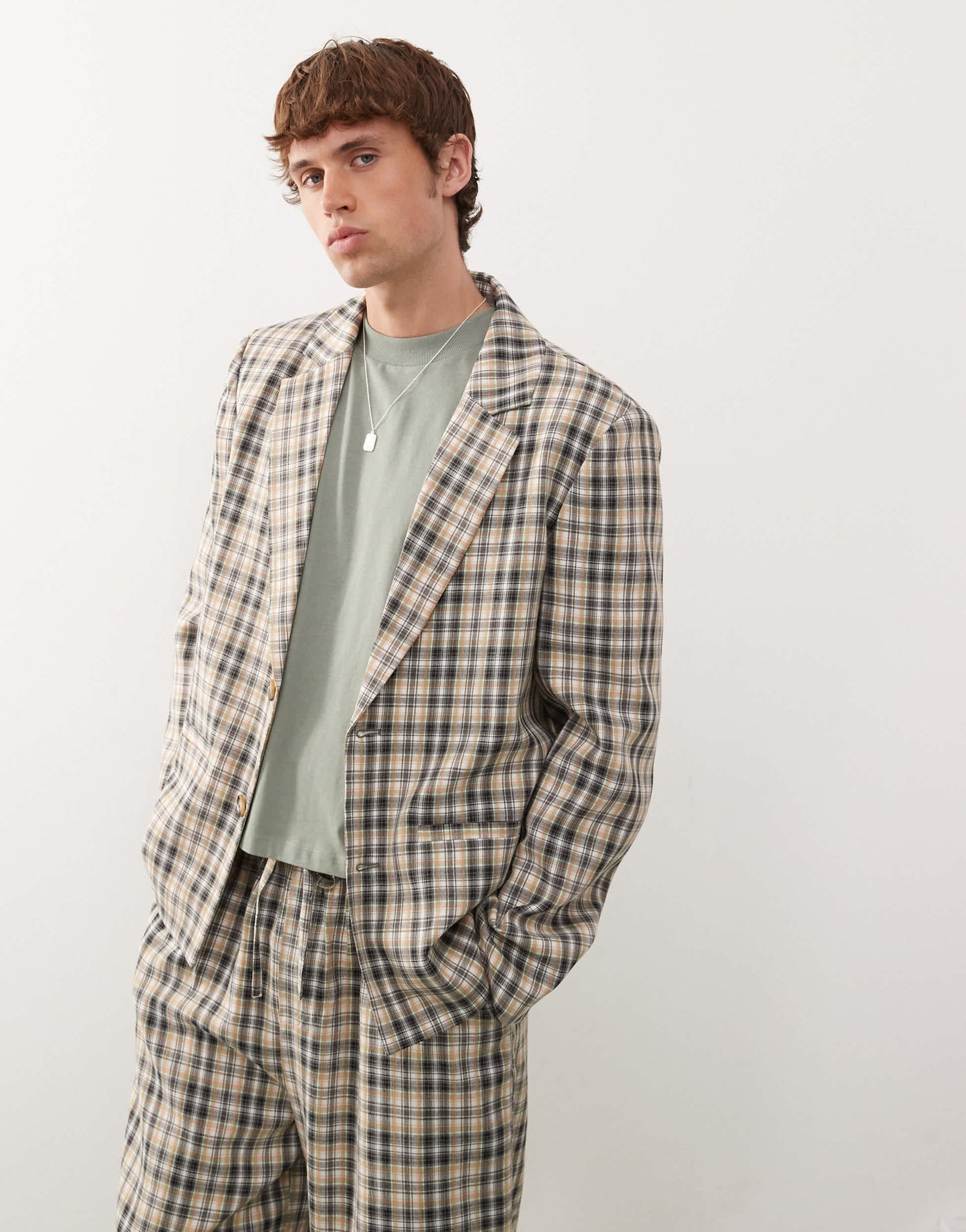 COLLUSION 90s relaxed blazer co-ord in mixed check
