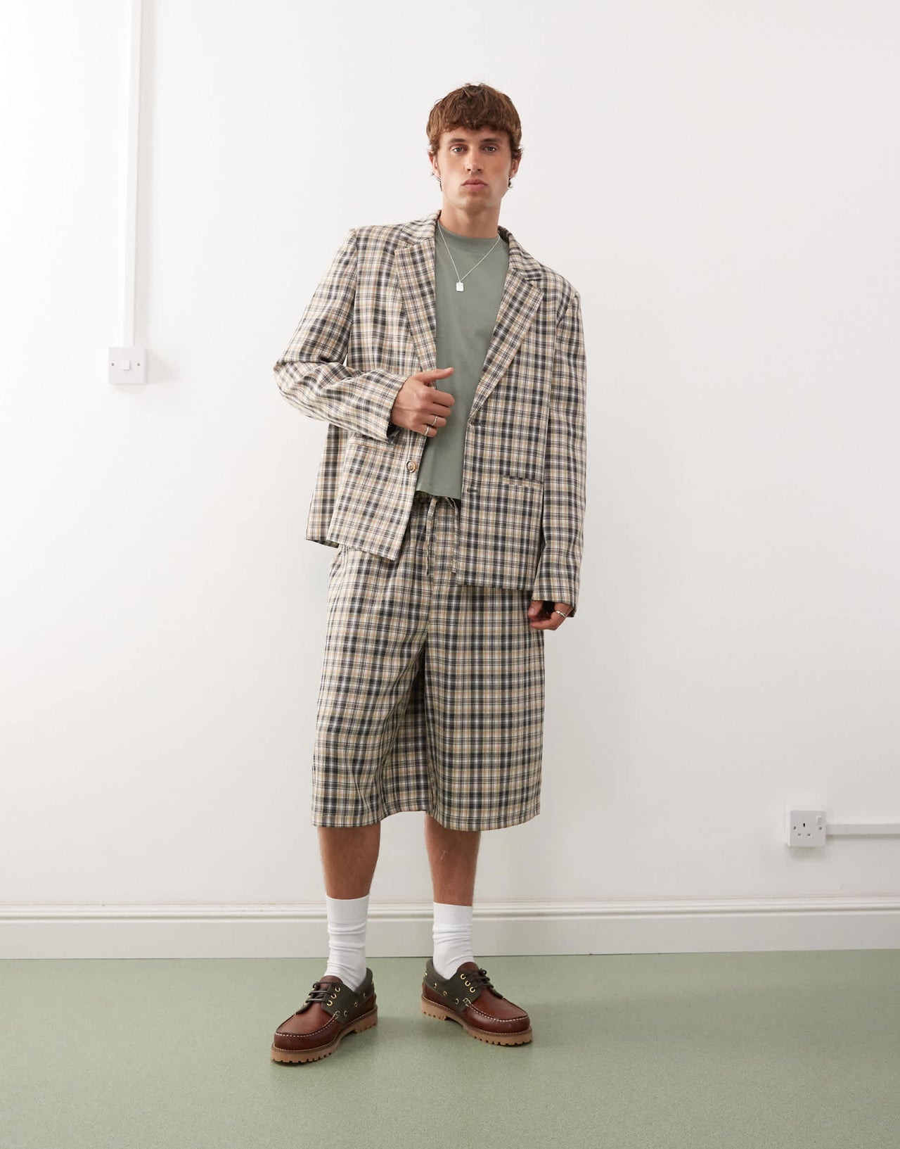COLLUSION 90s relaxed blazer co-ord in mixed check