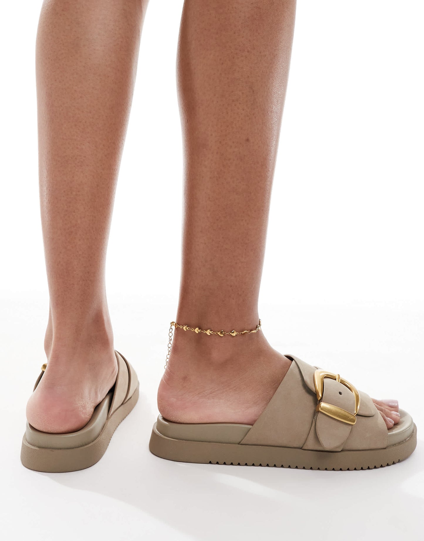 ALDO Alenana footbed flat sandals in beige nubuck