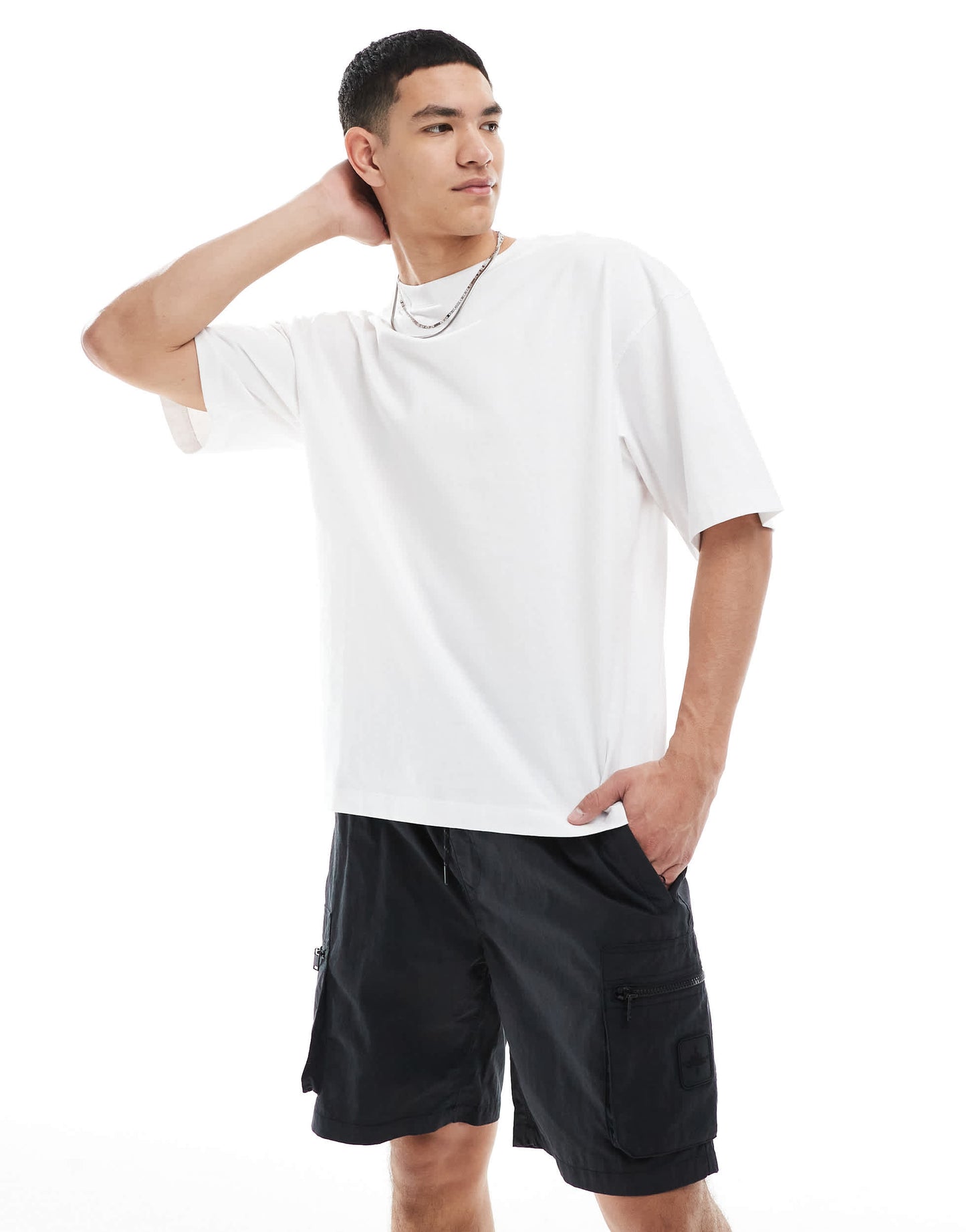 River Island cargo shorts in black
