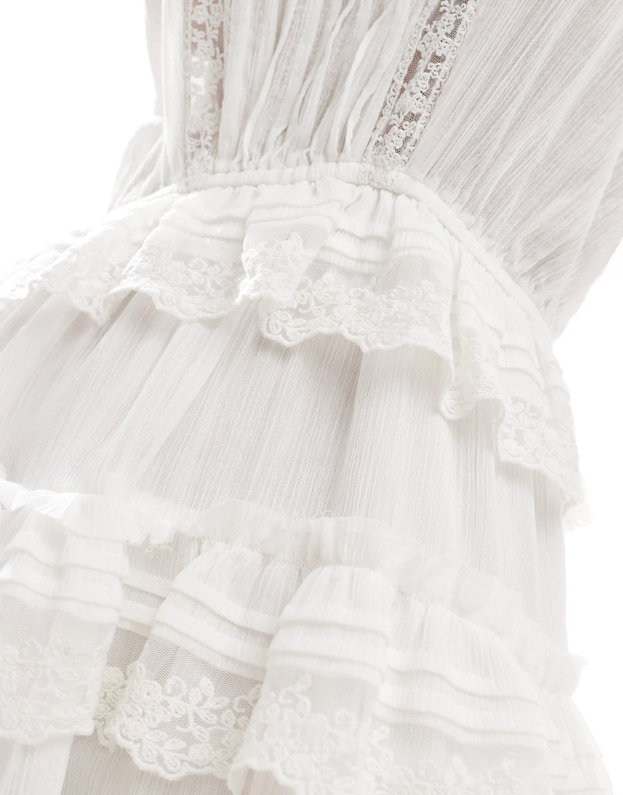 Miss Selfridge beach premium cheesecloth playsuit in cream