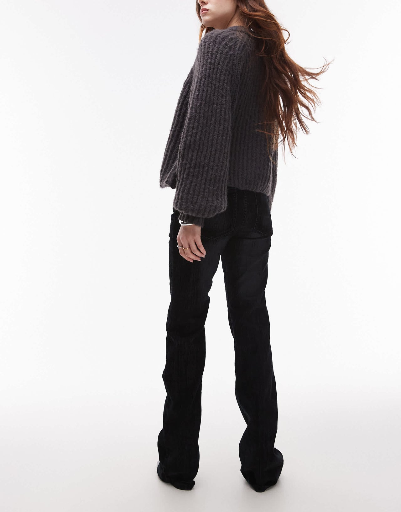 Mango flare leg jeans in dark blue