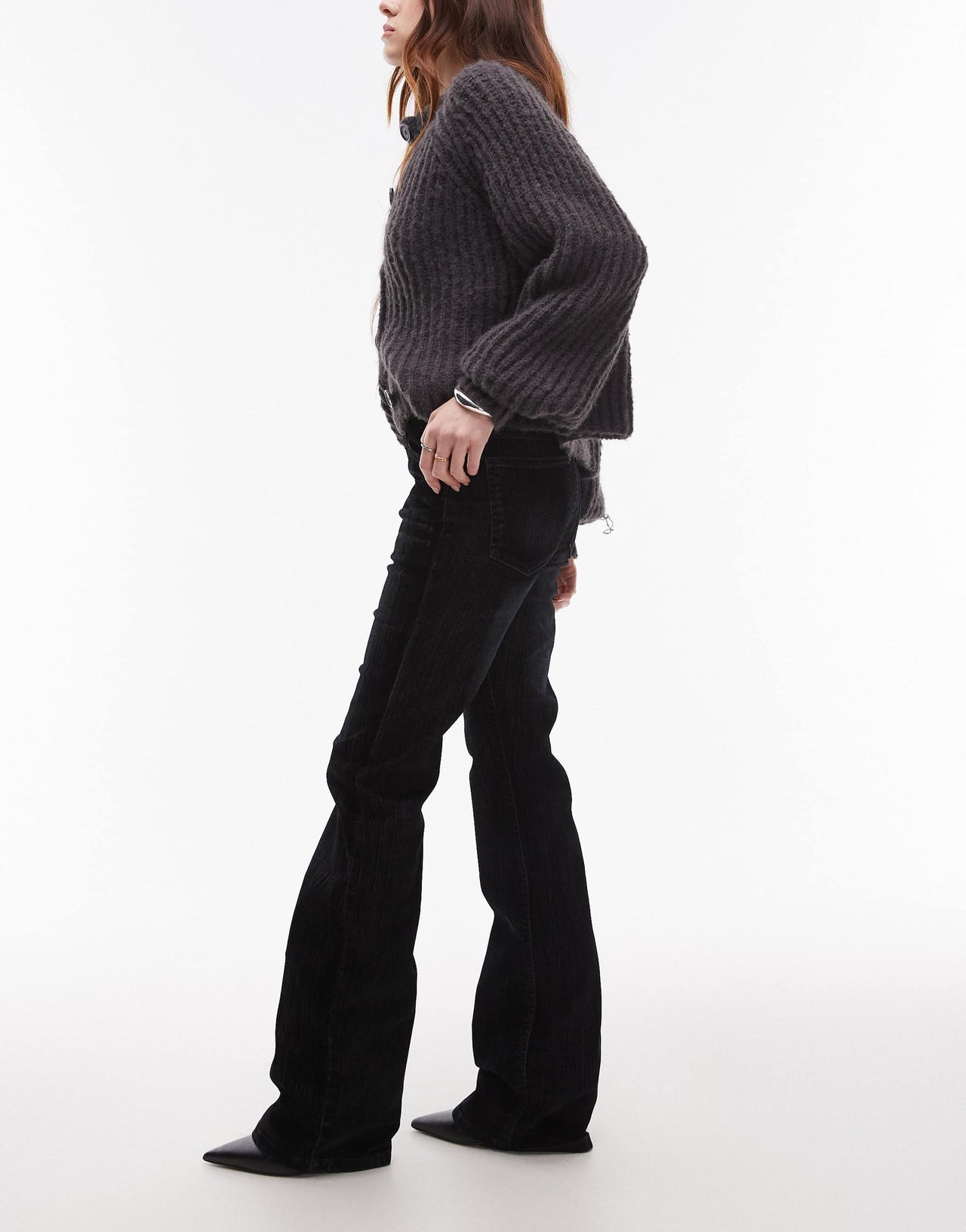 Mango flare leg jeans in dark blue