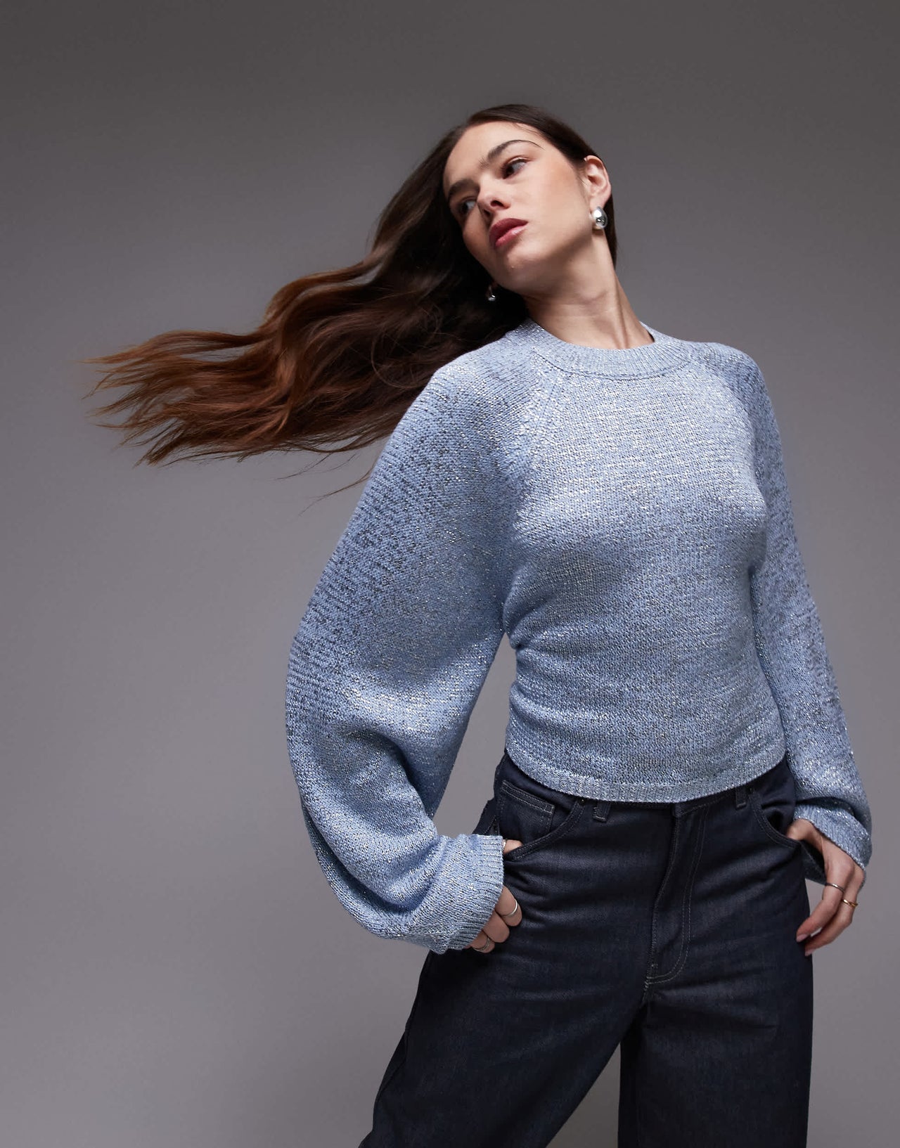 Mango tie up open back jumper in grey