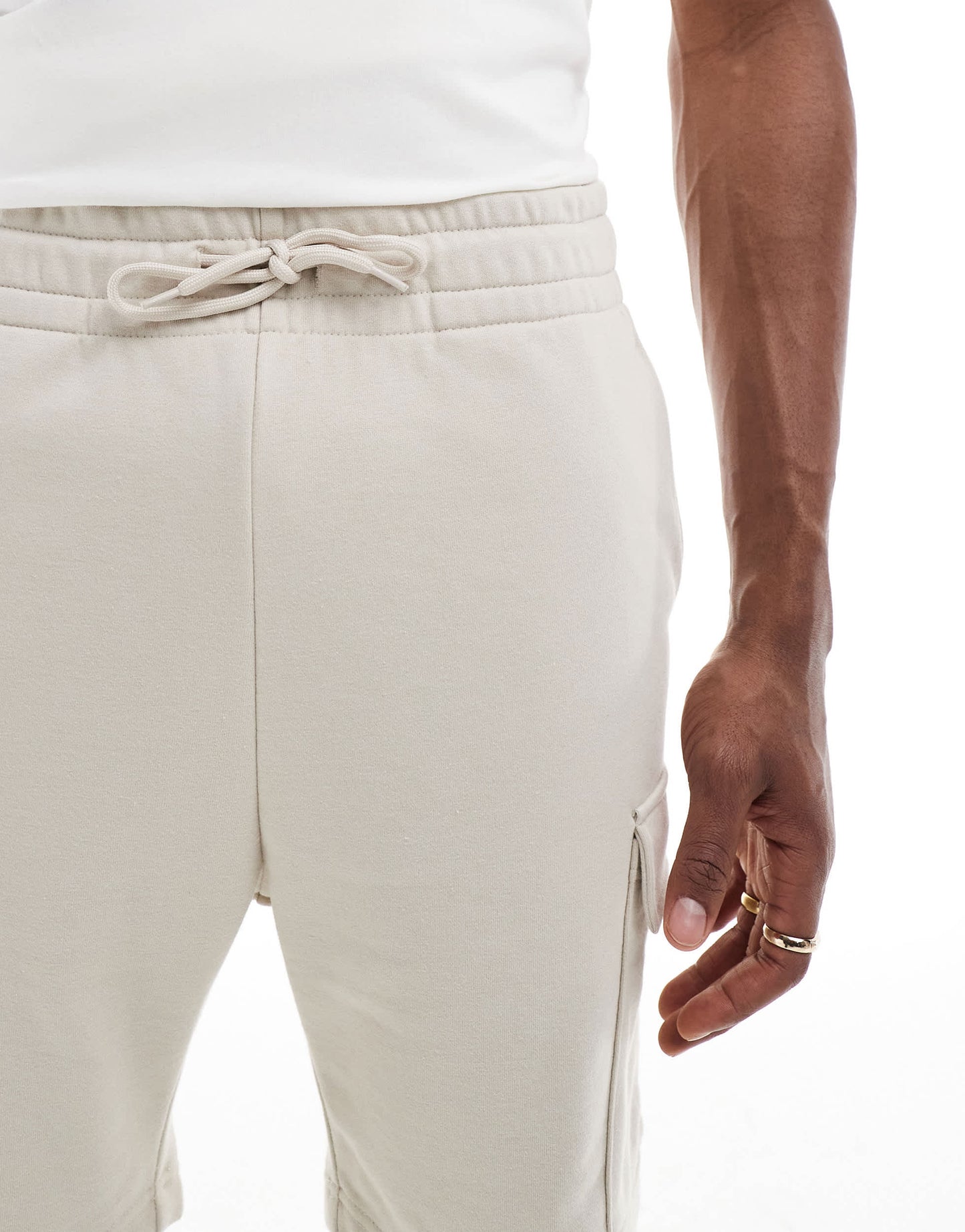 JJ Rebel cargo jersey short in beige