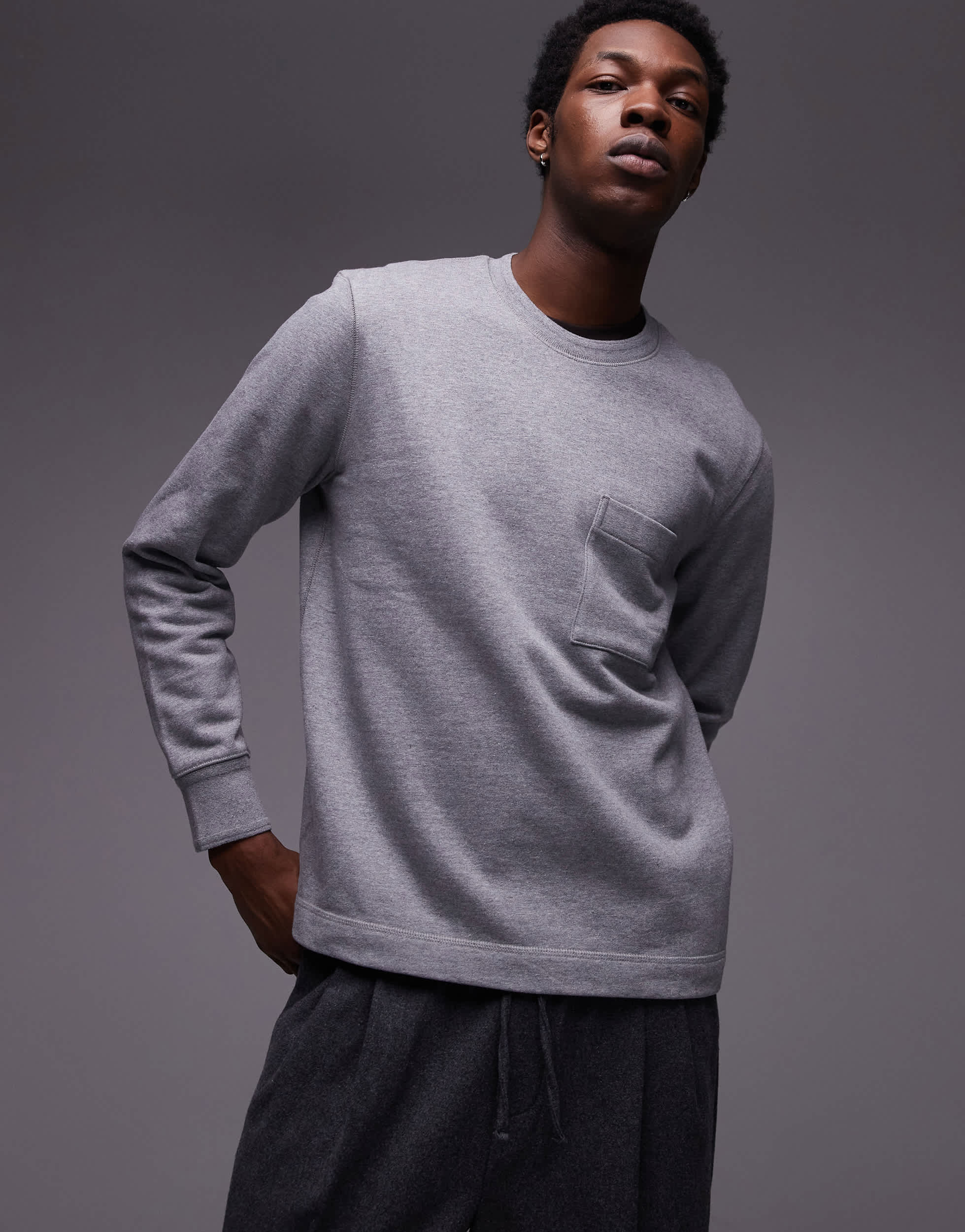 ARKET terry jersey sweatshirt with pocket in grey