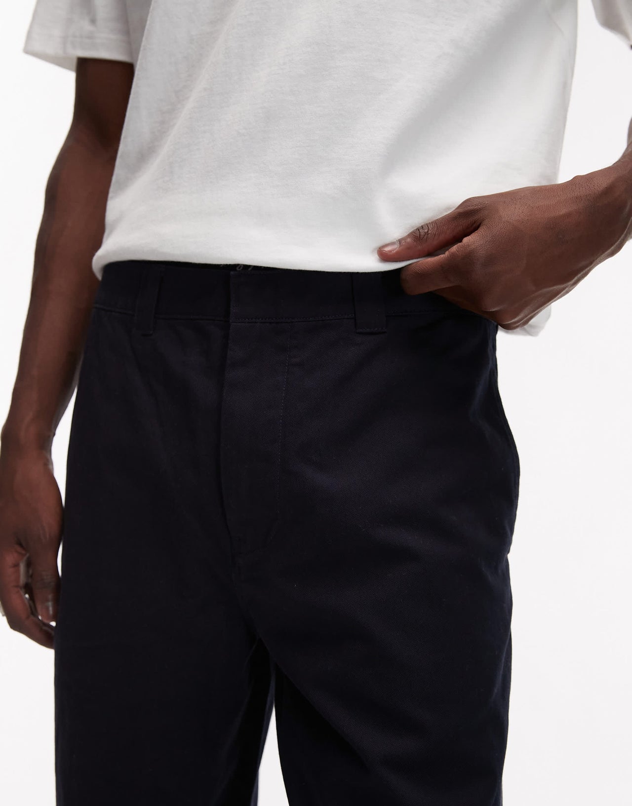 ARKET relaxed fit trousers with flat front in dark blue