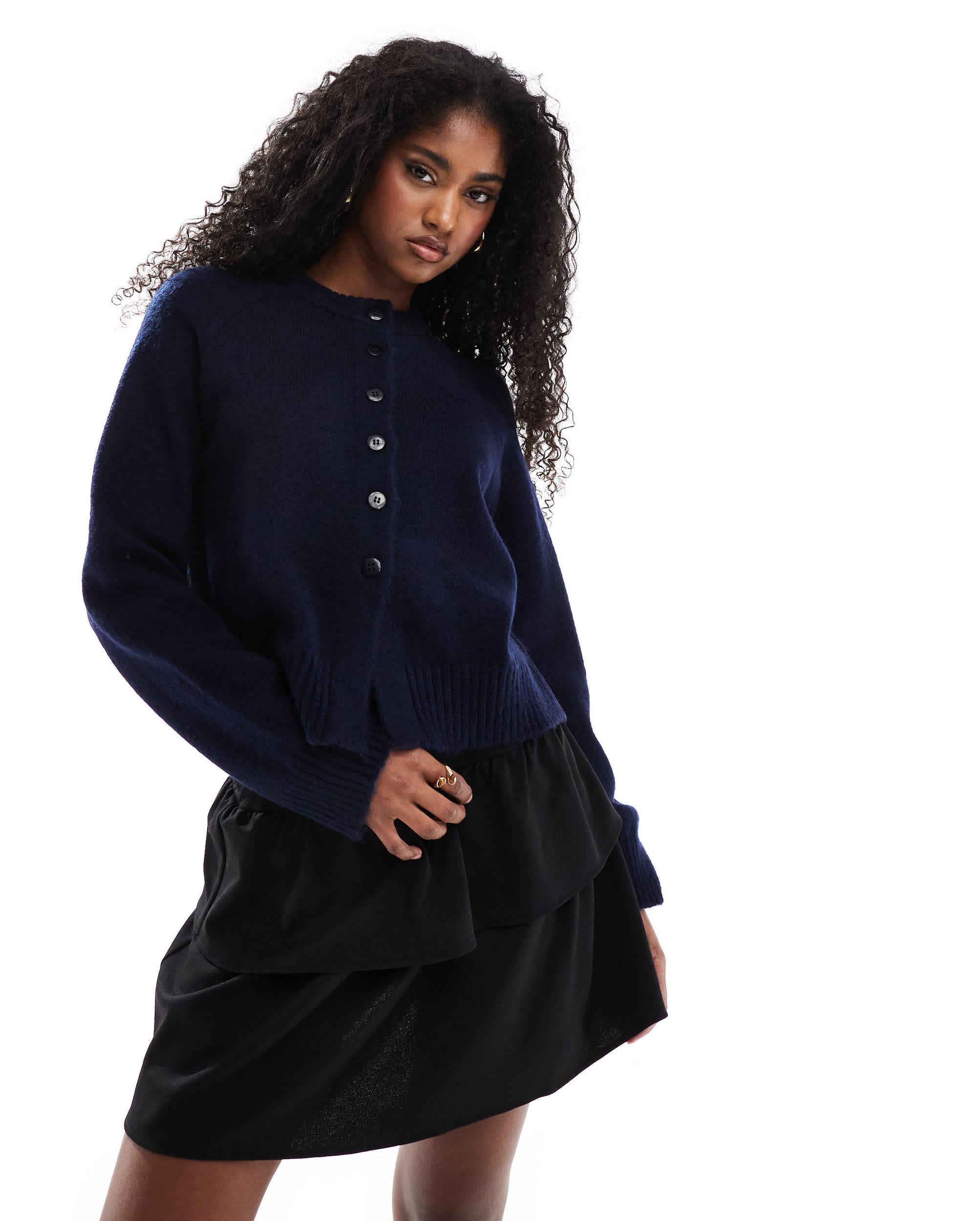 Pimkie ruffle mini skirt in black