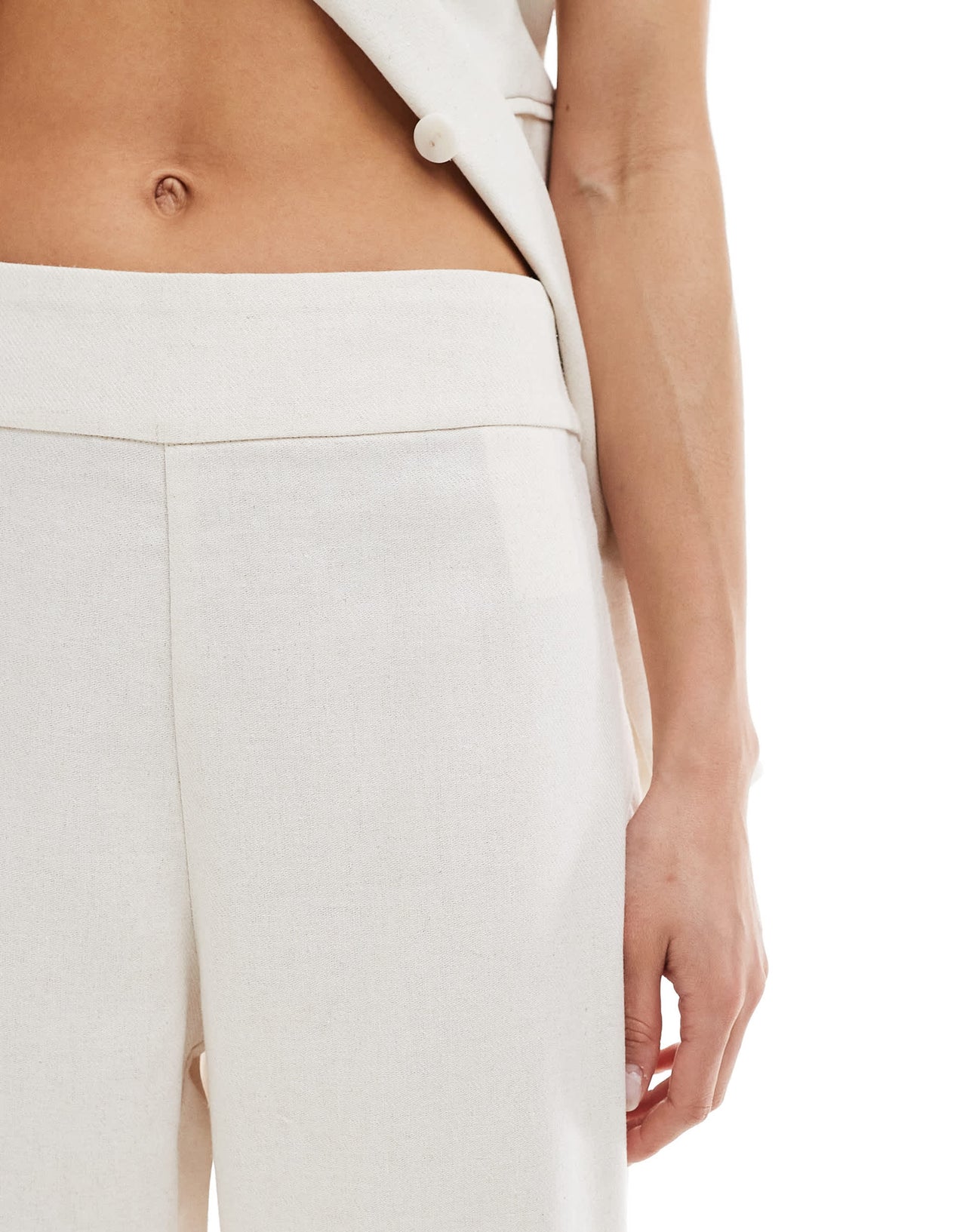 Pimkie linen blend straight leg trousers co-ord in cream