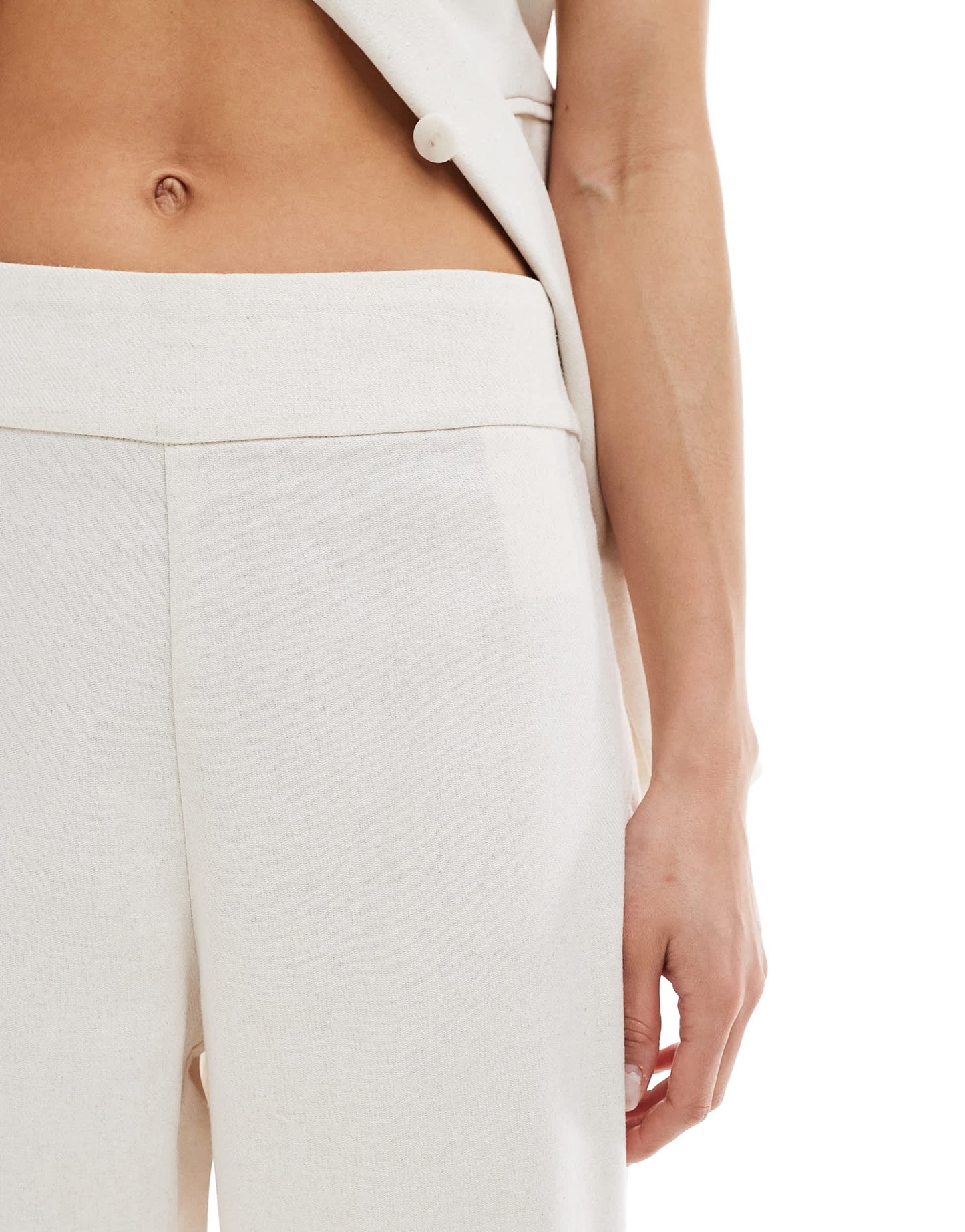 Pimkie linen blend straight leg trousers co-ord in cream