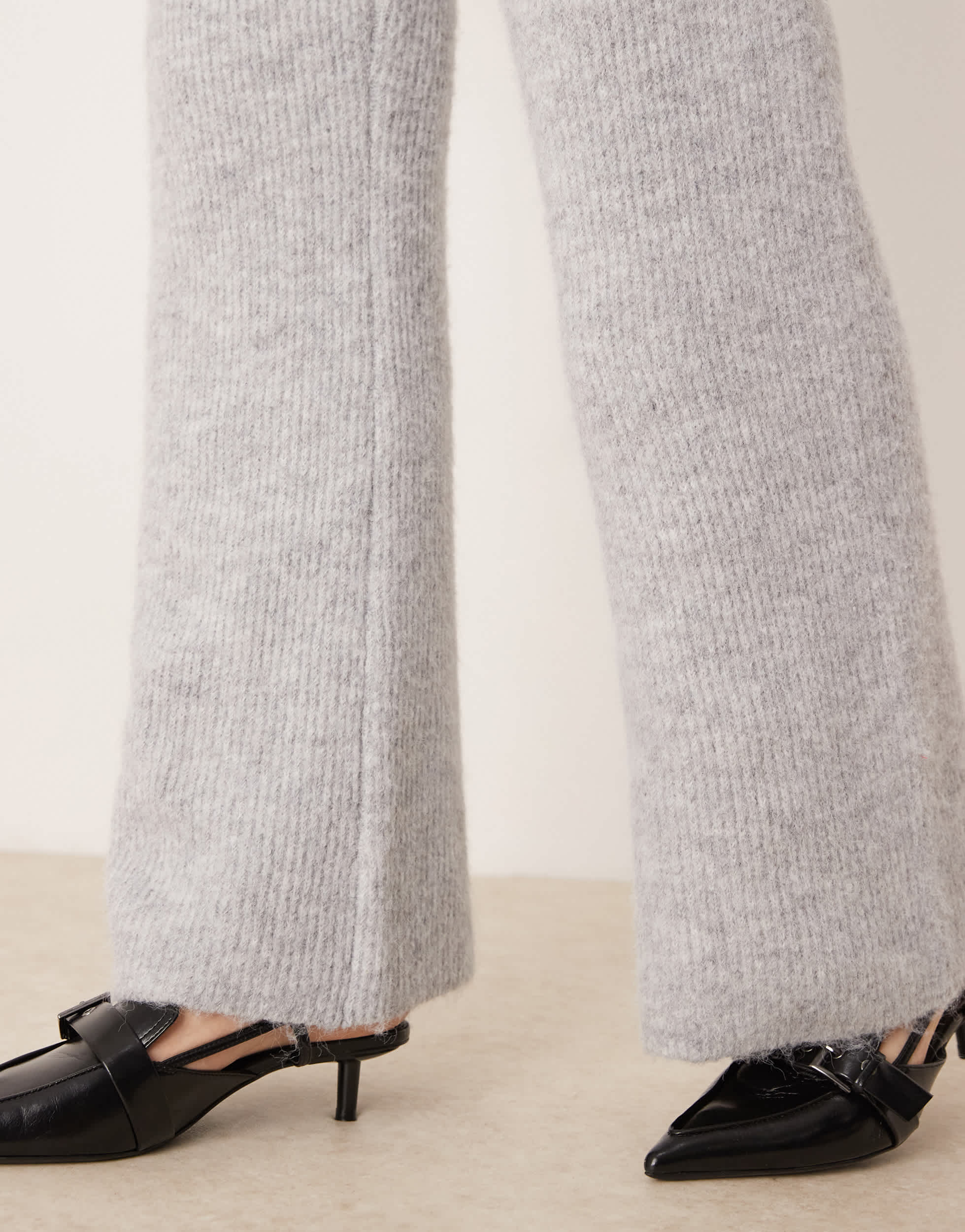 Pretty Lavish rib knit trouser co-ord in grey