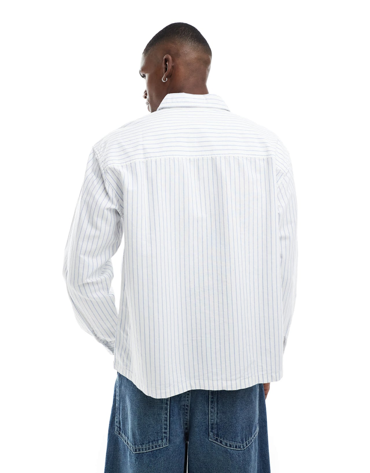 Pull&Bear long sleeve striped shirt in white