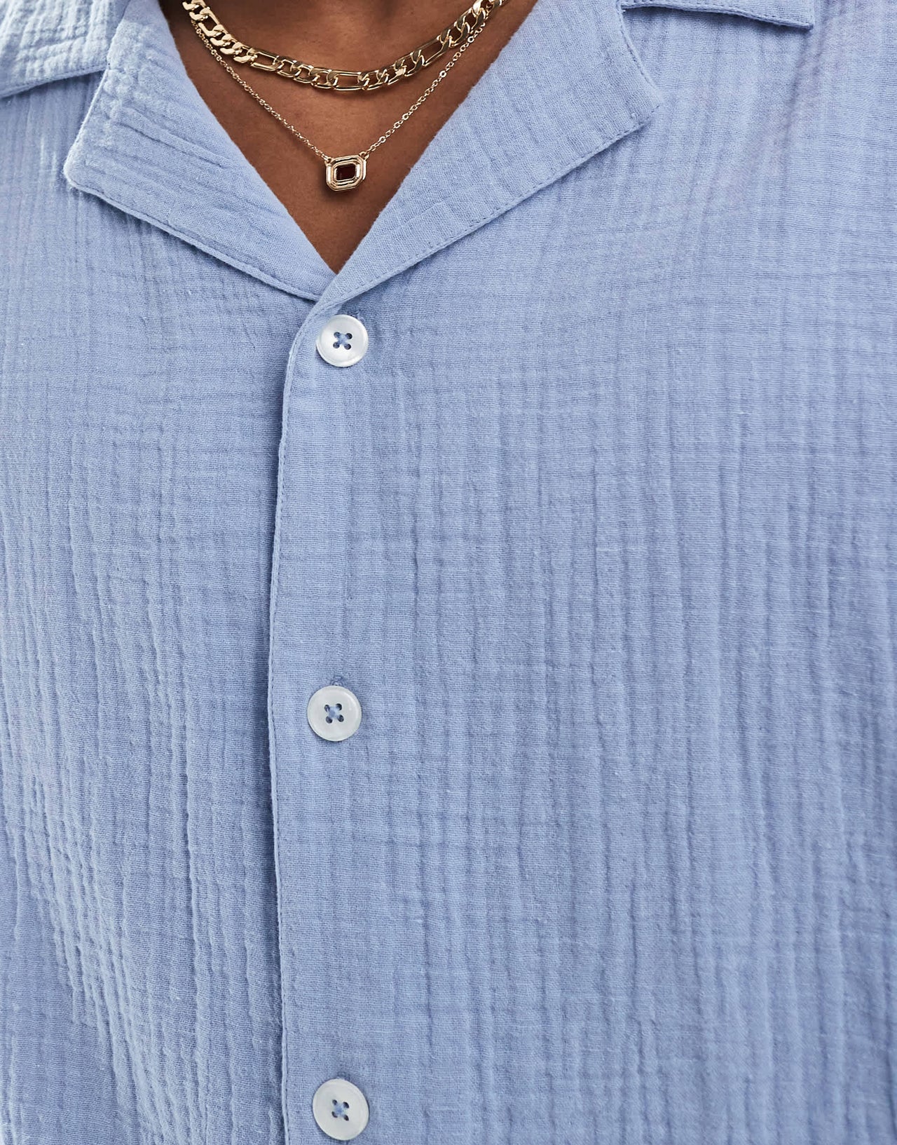 Goldsboro pocketed revere shirt in blue