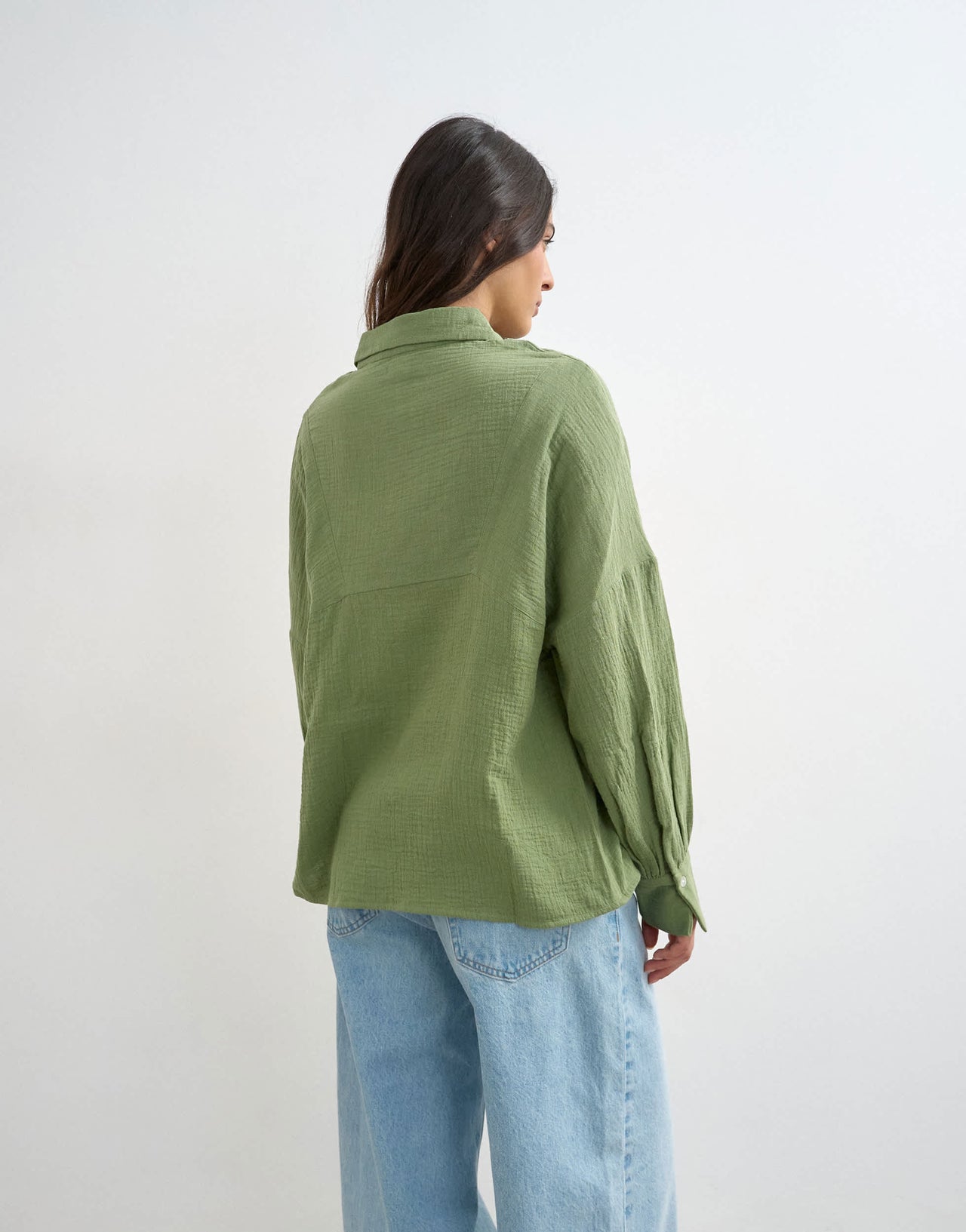 Topshop cotton casual angled armhole shirt in khaki