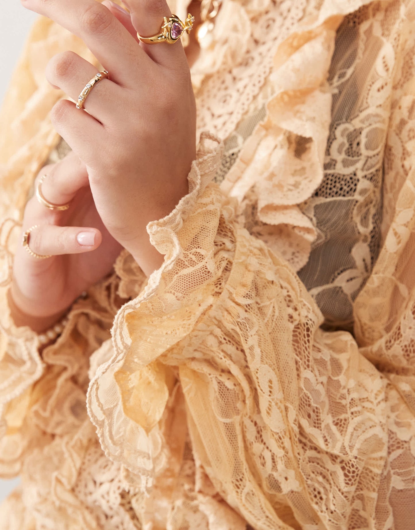 Miss Selfridge lace trim button through heritage blouse in cream