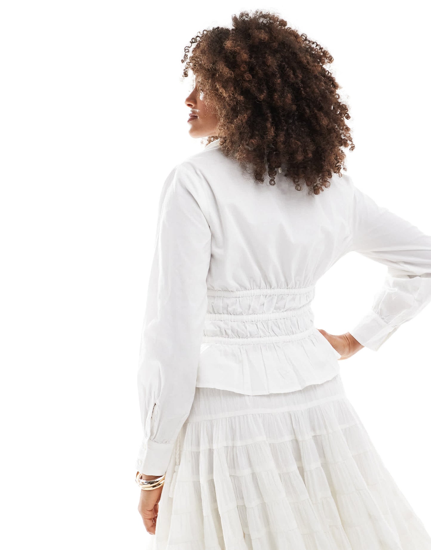 Miss Selfridge tie front poplin shirt in white