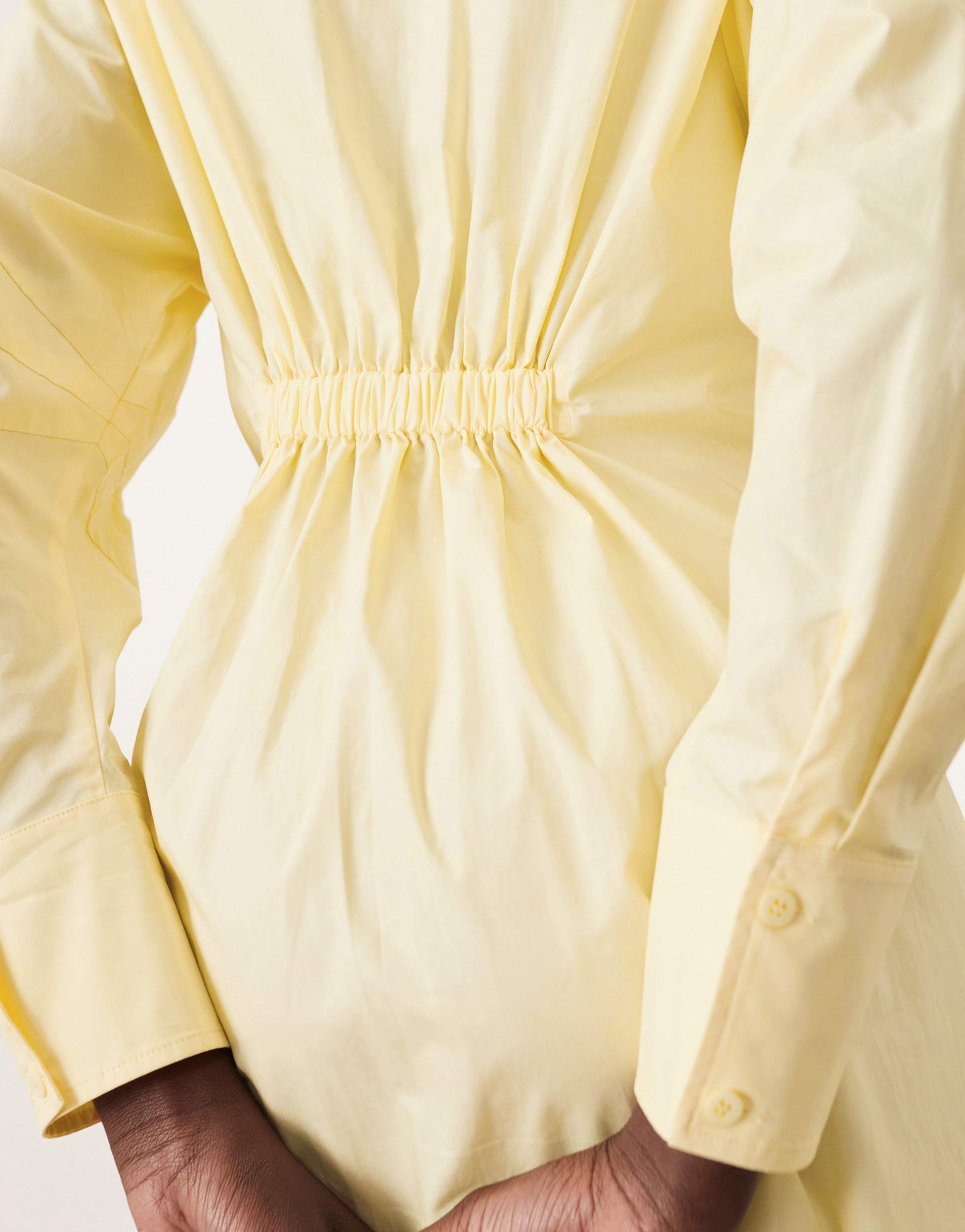 ARRANGE premium waisted shirt midi dress in buttermilk
