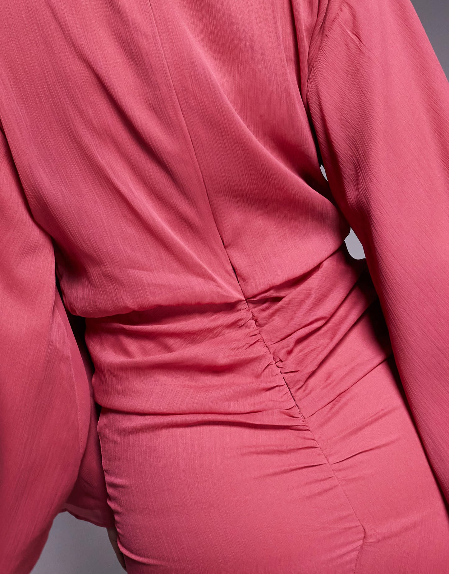ASOS DESIGN volume sleeve maxi dress with ruched skirt in deep rose