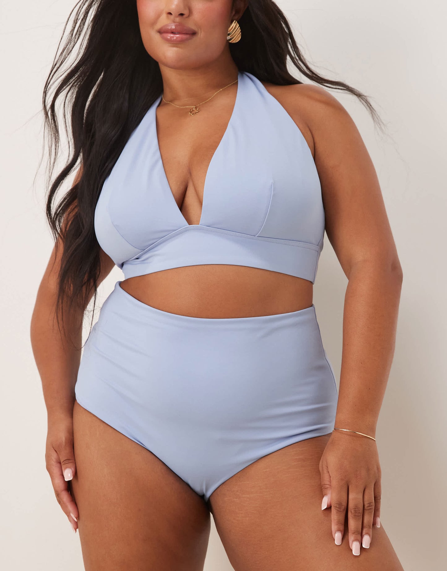 ASOS DESIGN Curve Maya mix and match high waist bikini bottom in blue
