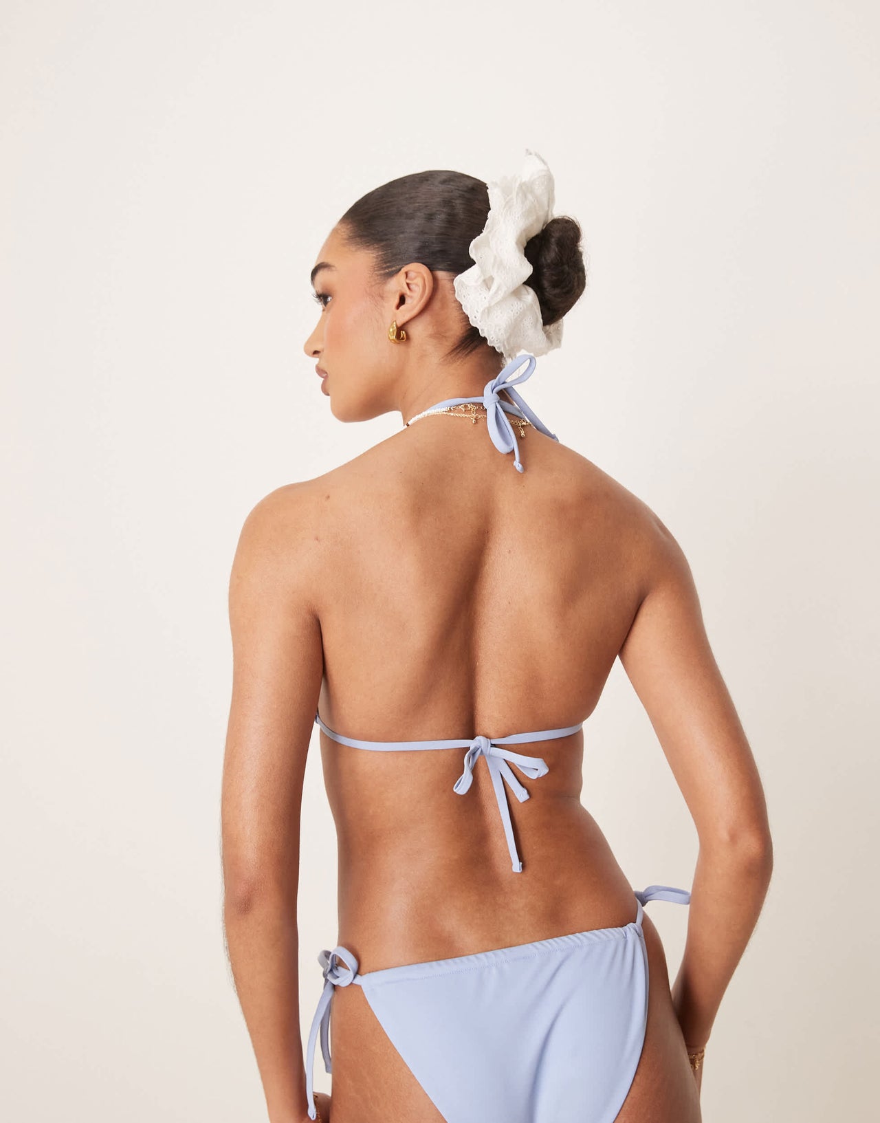 ASOS DESIGN Maya mix and match tie back triangle bikini top in blue